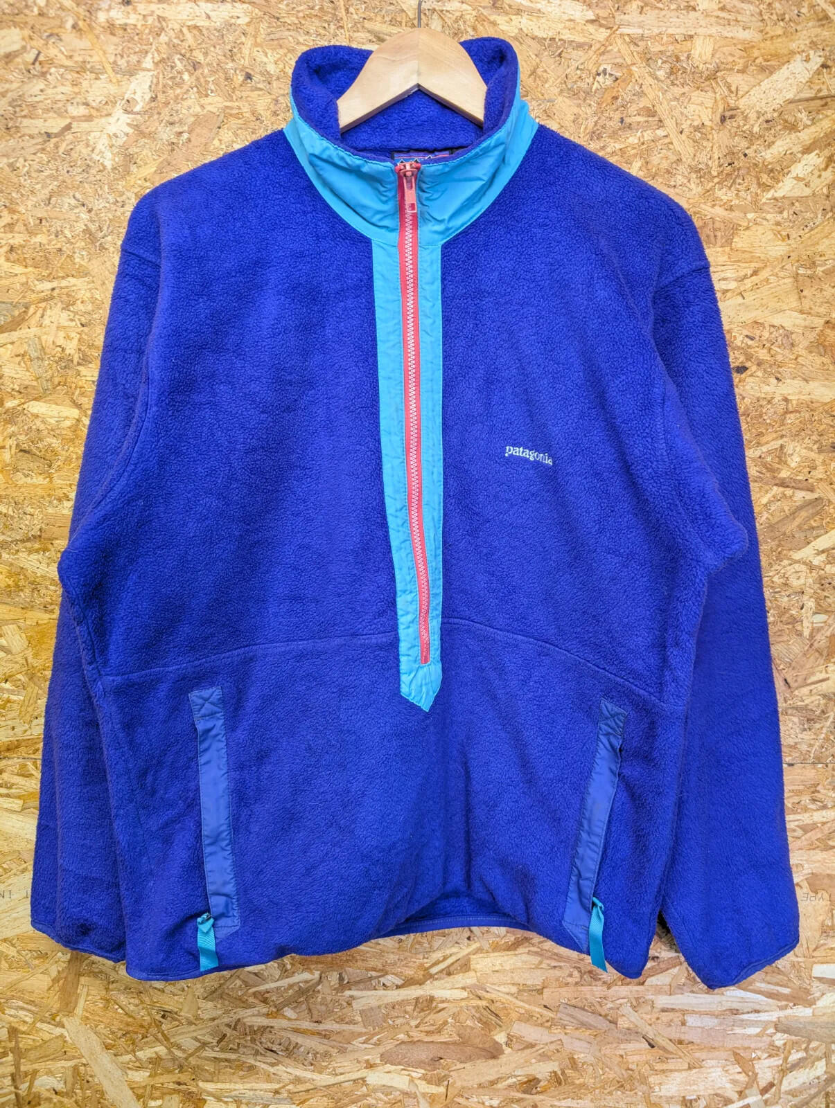 Vintage 1989 Patagonia Fleece Mens Medium Cobalt Blue USA Made 1/2 Zip 80s Rare