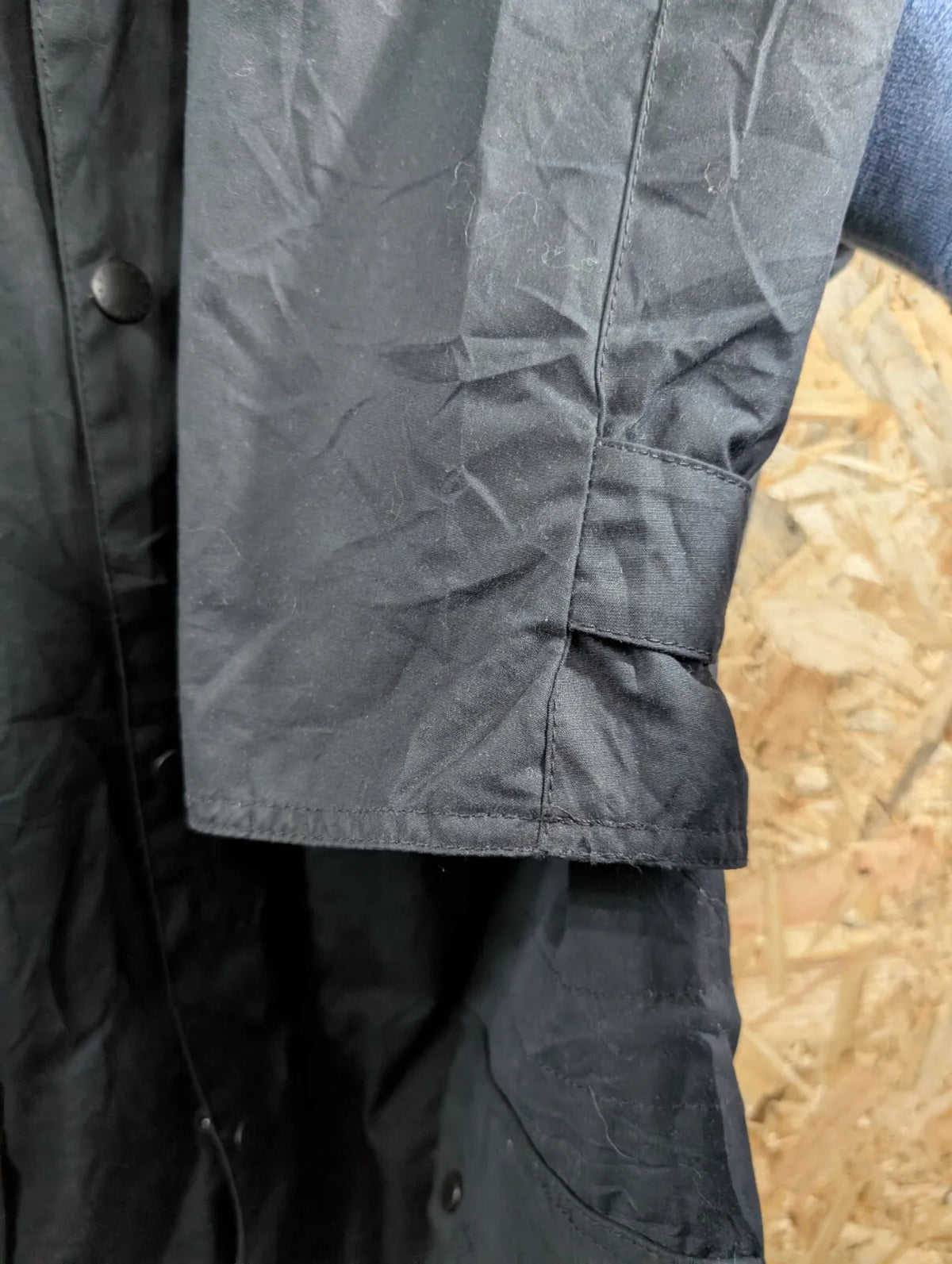 Barbour Gailey Wax Jacket Men Medium Navy Blue Waxed Cotton Padded Cord Collar