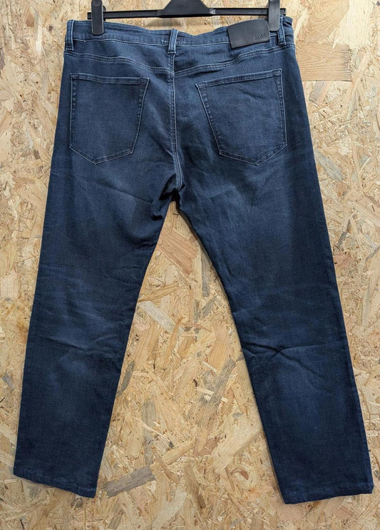 Hugo Boss Maine Jeans W36 L30 Men Regular Fit Navy Blue Denim Straight Leg Zip