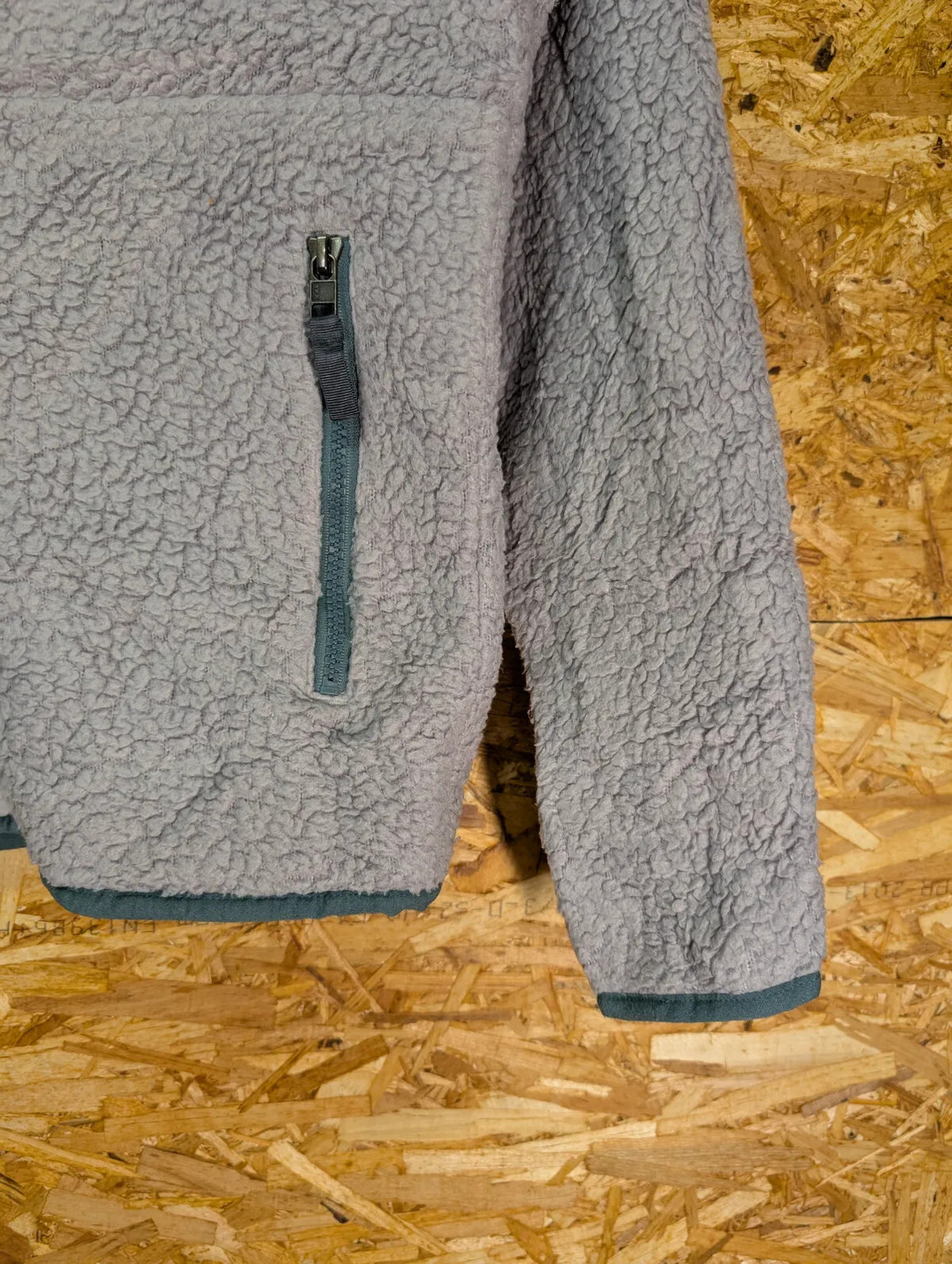 Patagonia Deep Pile Fleece Top Womens Small Grey Green Zip Pockets Retro 1/2 Zip