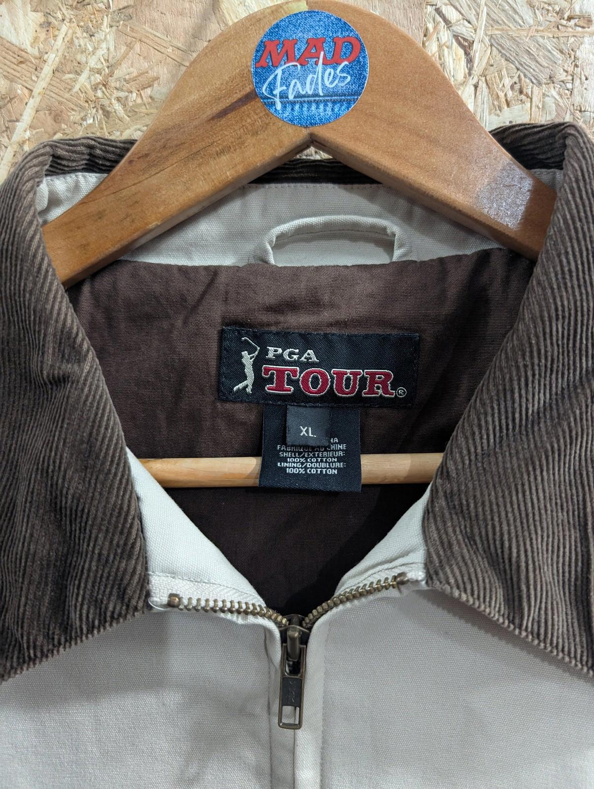 PGA Tour Jacket Mens XL Corduroy Collar Beige Cream Simple Cotton Harrington