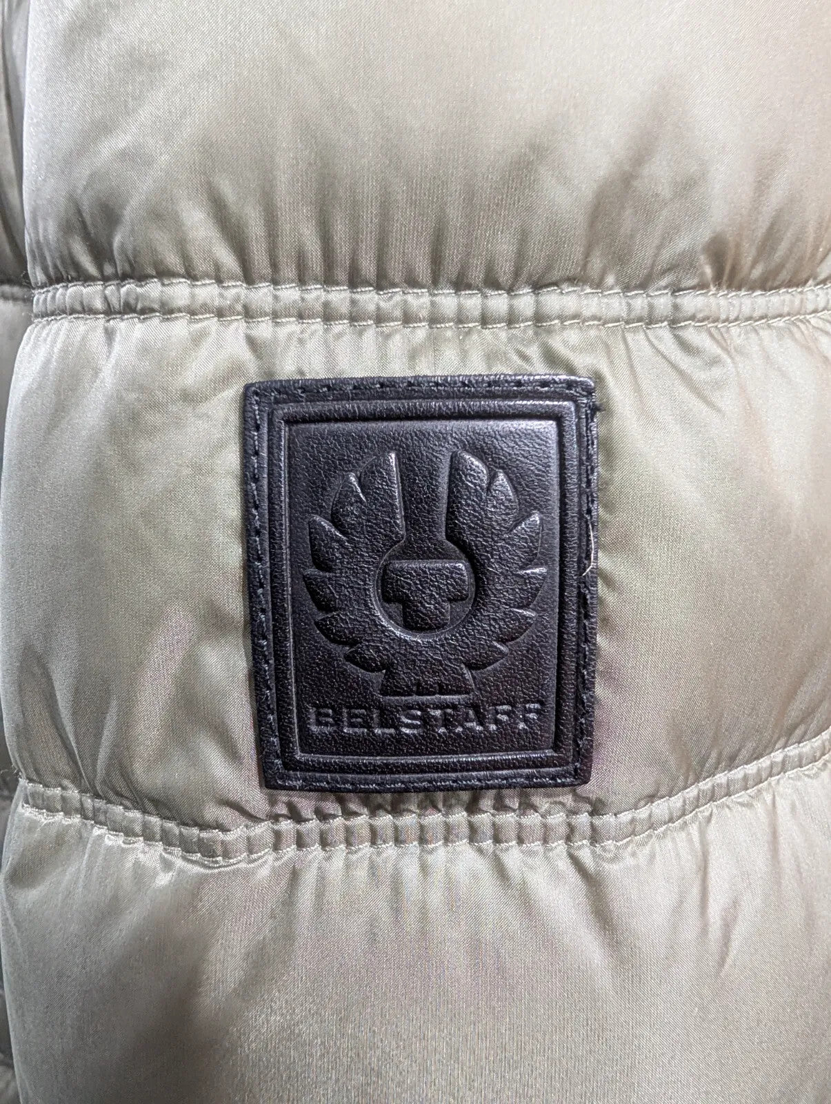 Belstaff Halewood Down Jacket Mens Medium Olive Green Down Feather Quilted