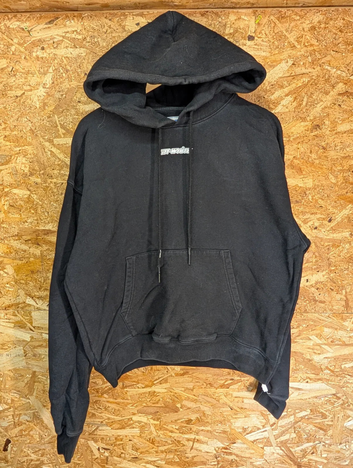 Off White Hoodie Men Small Black Cotton Pullover Streetwear Graphic Virgil Abloh