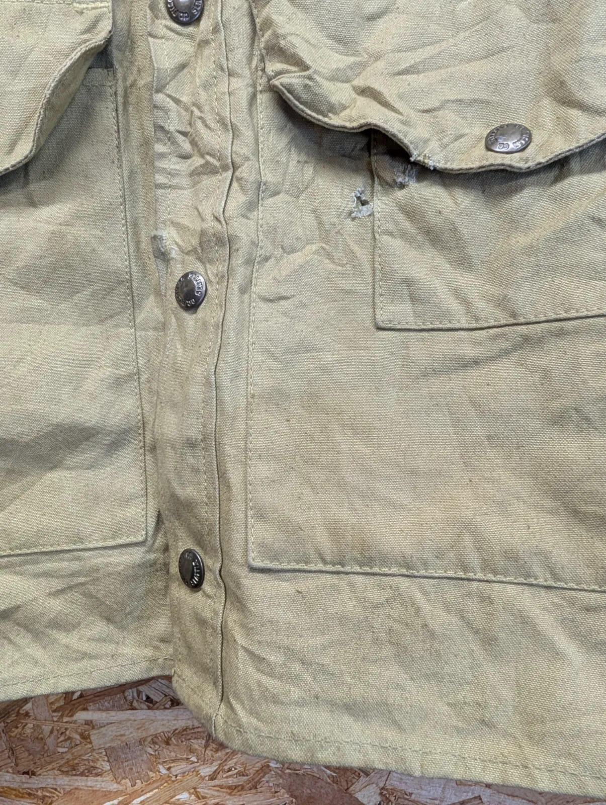 Filson Waxed Cotton Field Jacket Mens 46 Olive Snap Front Outdoor Workwear