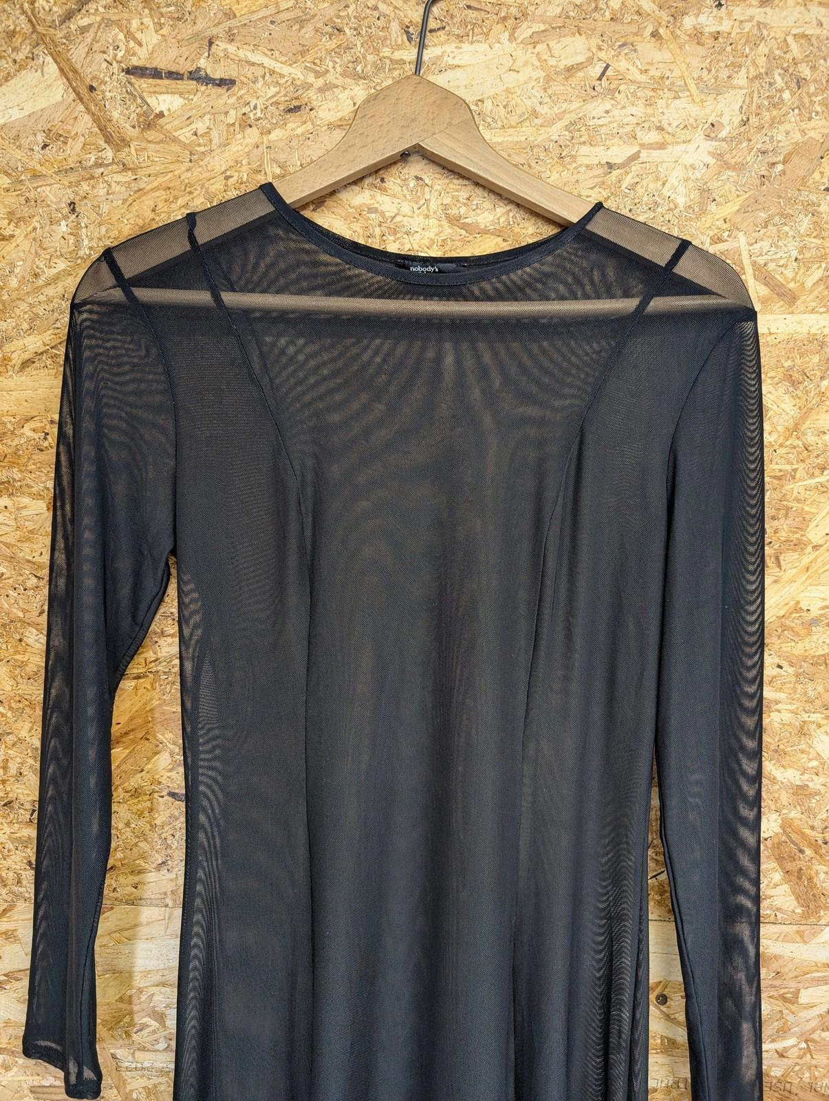 Nobodys Child Mesh Dress Women Medium Sheer Long Sleeve Black Lightweight