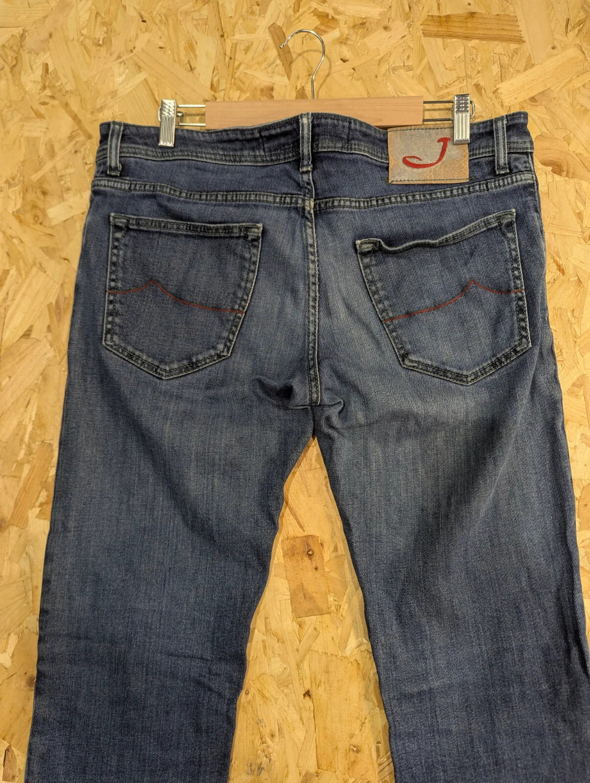 Jacob Cohen Jeans Mens W34 L34 Blue Wash Denim Straight Button Fly Handmade