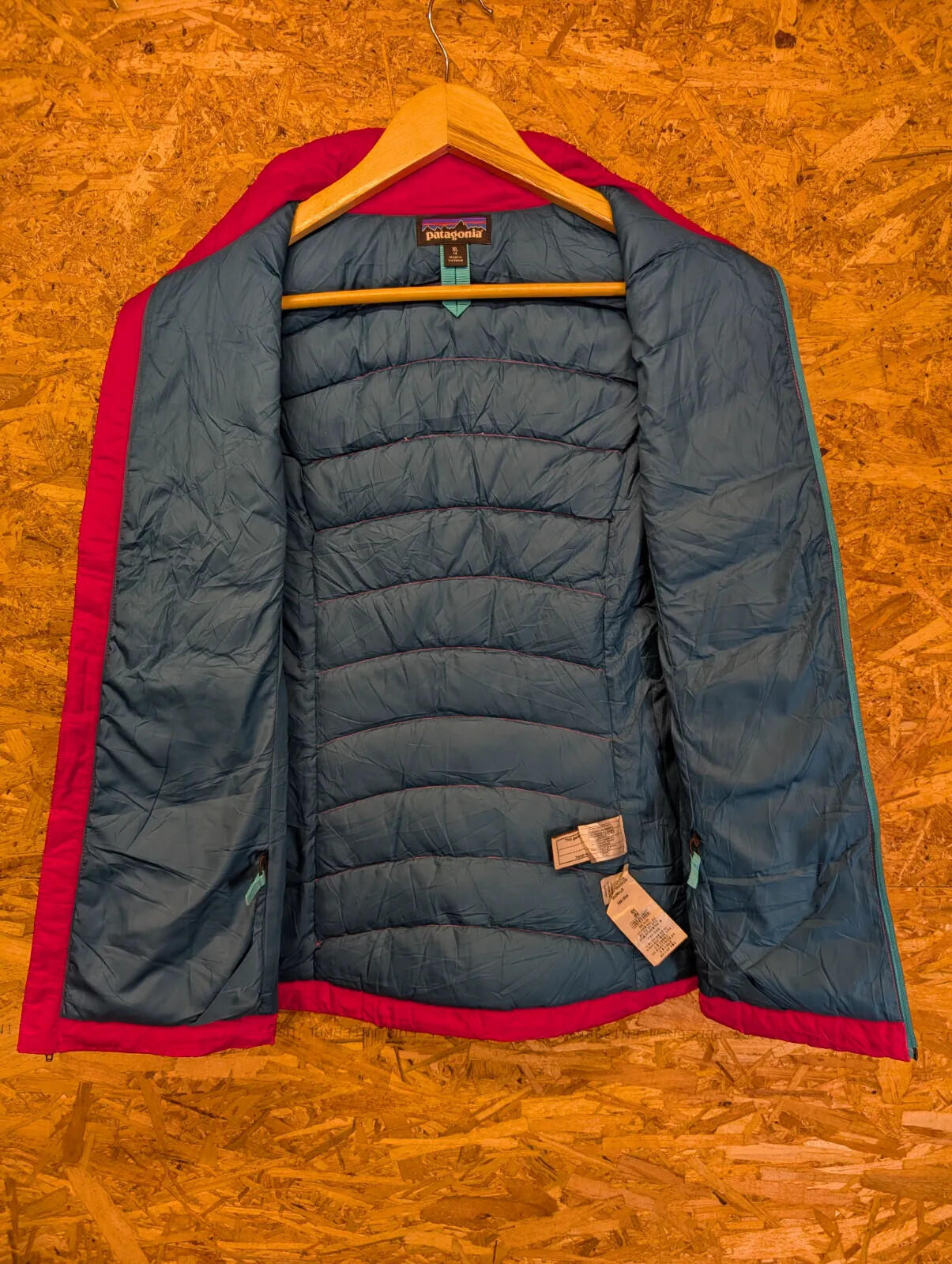 Patagonia Puffer Gilet Girls XL 14 Pink Down Fill Full Zip Bodywarmer Youth