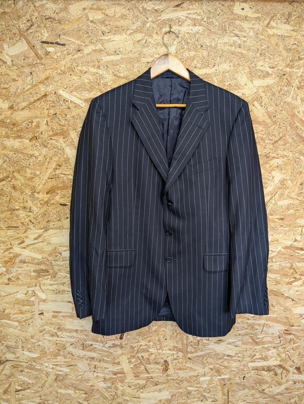 Aquascutum Blazer Mens 42 Large Wool Black Pinstripe Jacket Mod Retro Smart