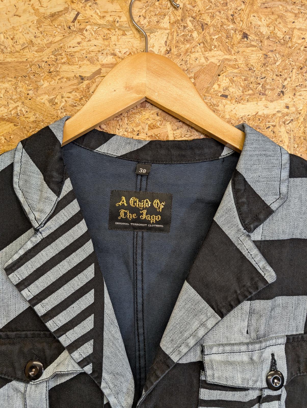 Child Of Jago Denim Jacket Small 38 Black White Grey Abstract Pattern