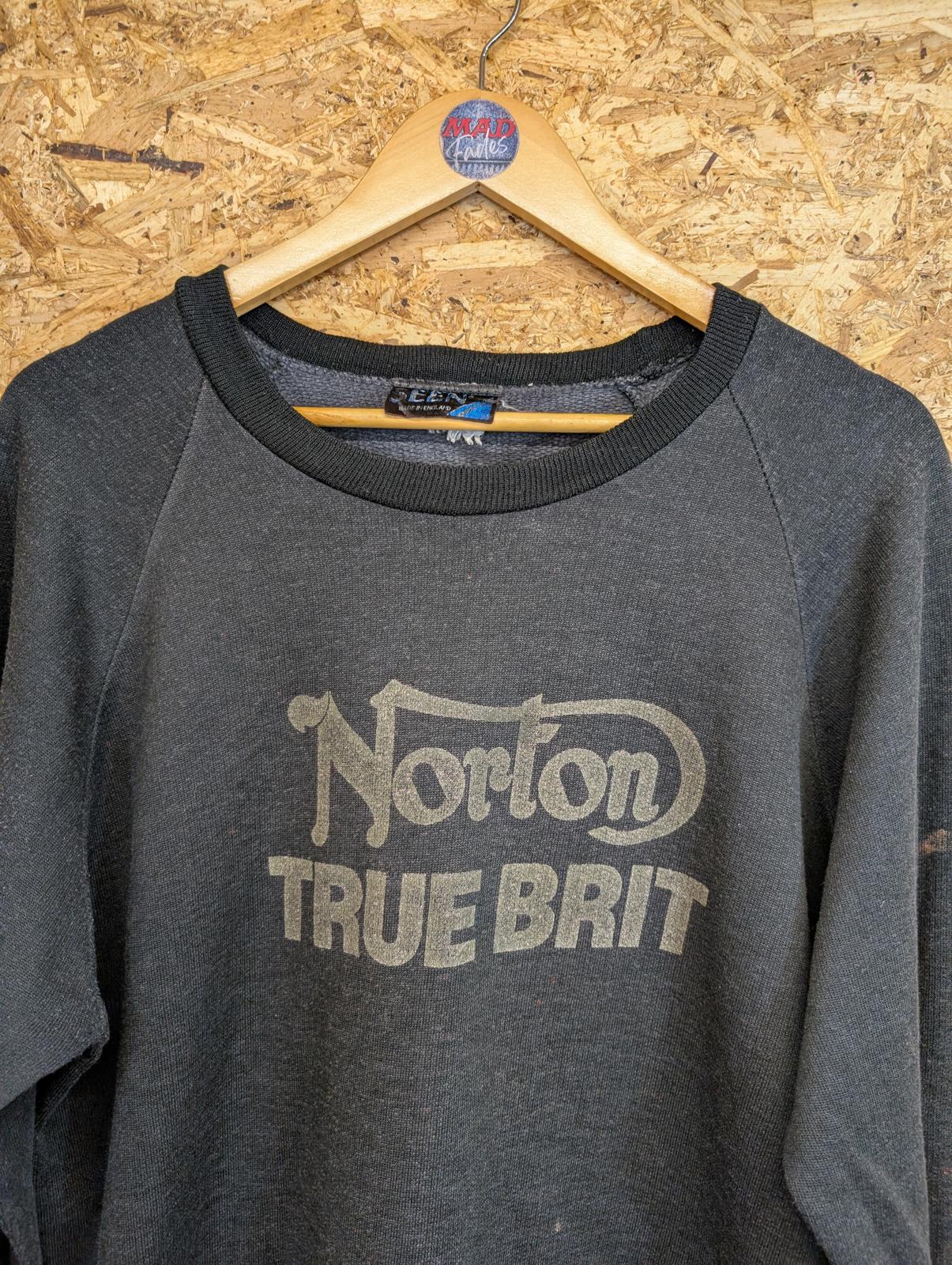 Norton Large True Brit Supporters Club Sweater Black Vintage 90s Crew Neck