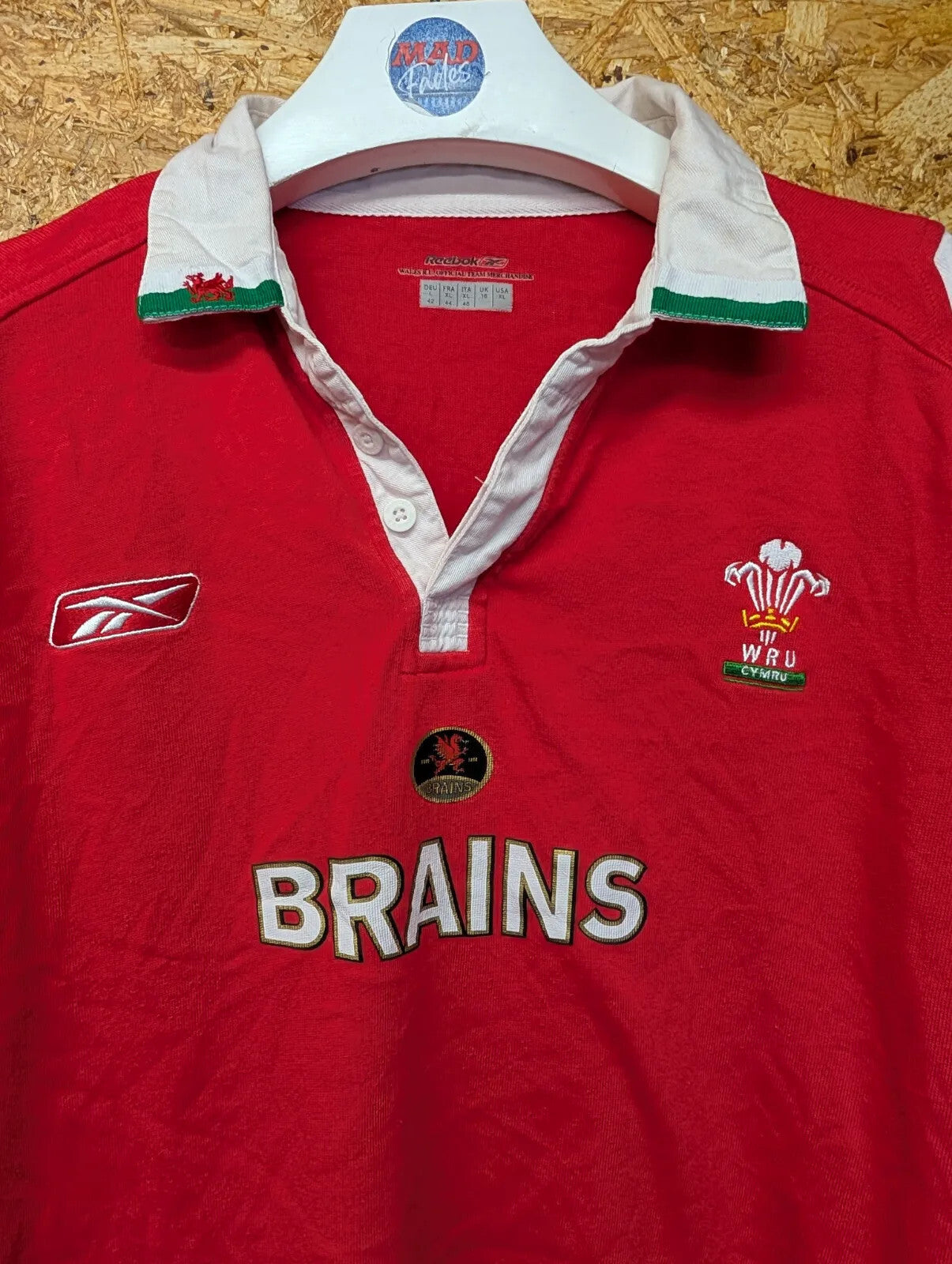 Wales Rugby 04/06 Shirt Womens UK16 XL Red Button Up L/S Cymru Reebok WRU