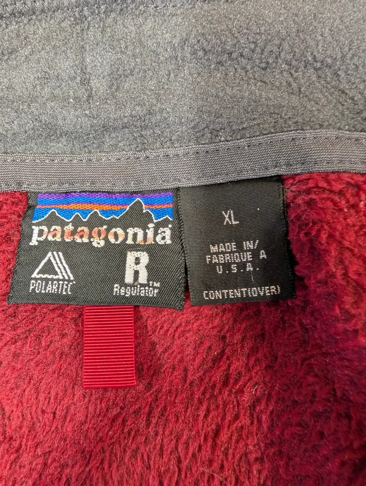 Vintage 90s Patagonia R1 Fleece Mens XL Burgundy Red Polartec Logo 1/4 Zip
