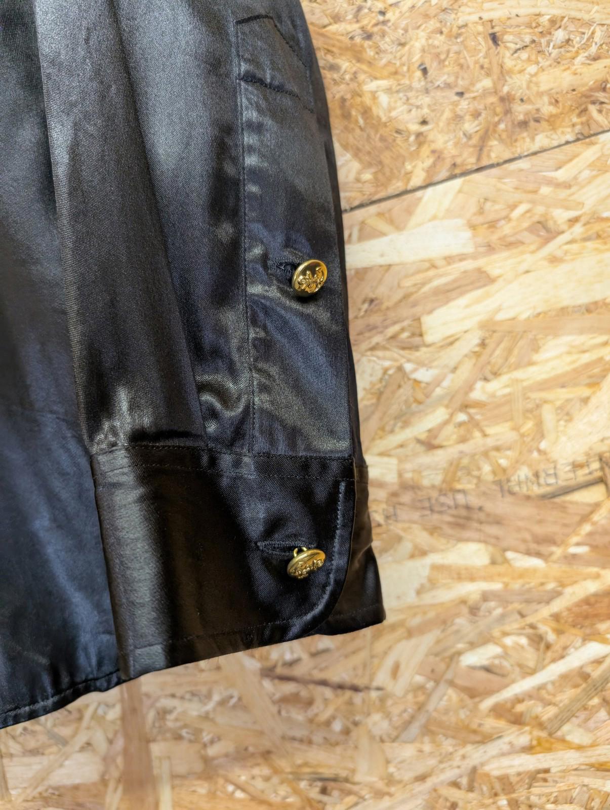 Ralph Lauren Purple Label Satin Shirt Size 10 Women Black Epaulettes Military