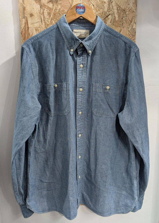 Ralph Lauren Denim Shirt Mens Large Long Sleeve Button-Up Casual Light Blue