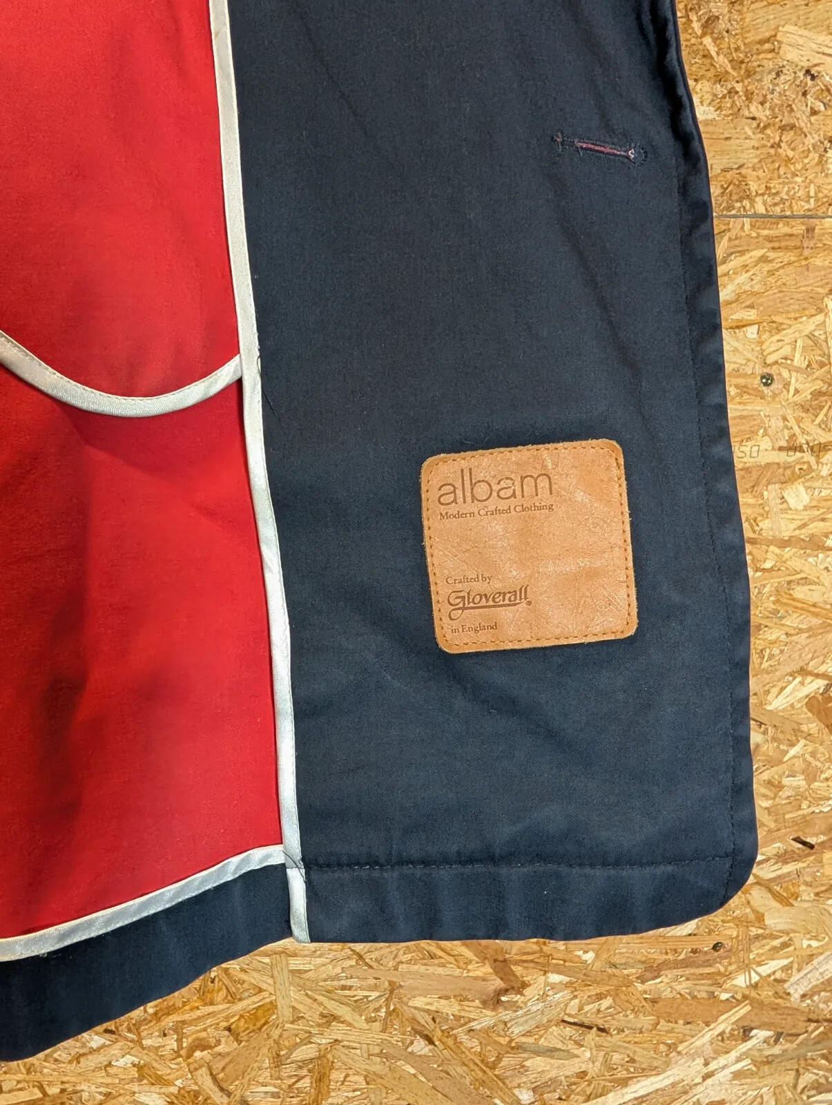 Albam x Gloverall Peacoat Mens XL Navy Blue Red Double Breasted Jacket Oi Polloi