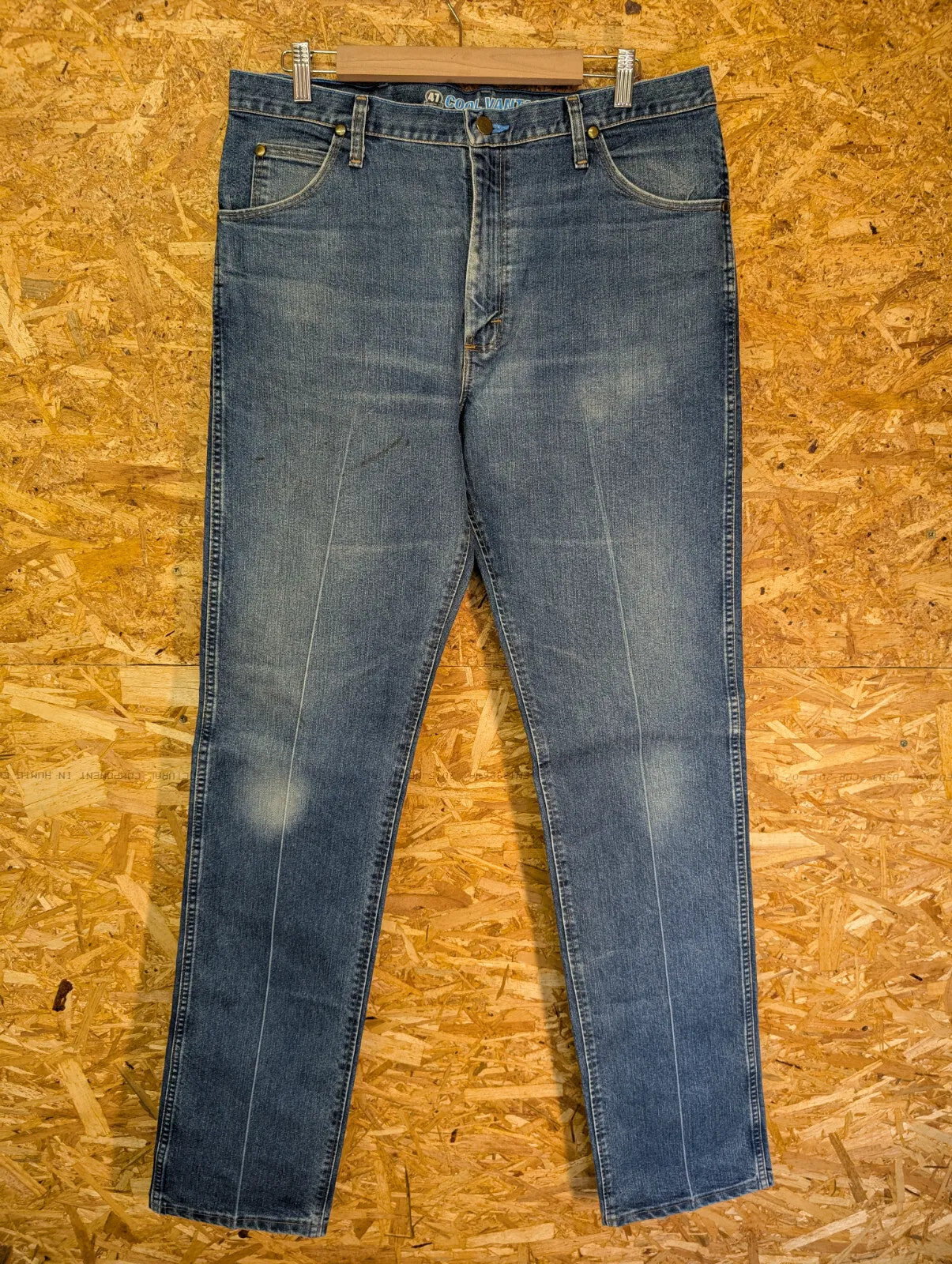 Wrangler 47 Cool Vantage Jeans W36 L38 Mid Blue Wash Denim Straight Zip Vintage