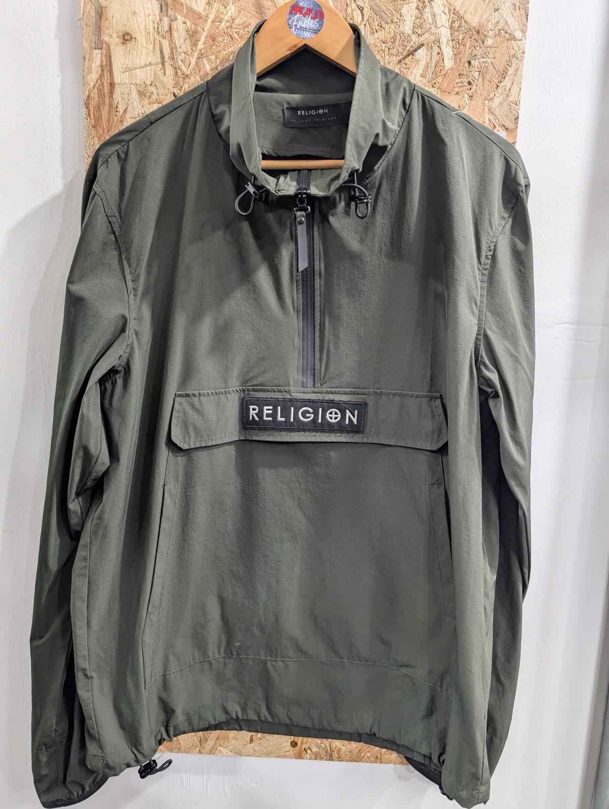 Religion Smock Parka Men Small Overhead Jacket Khaki Green Gallagher Windbreaker