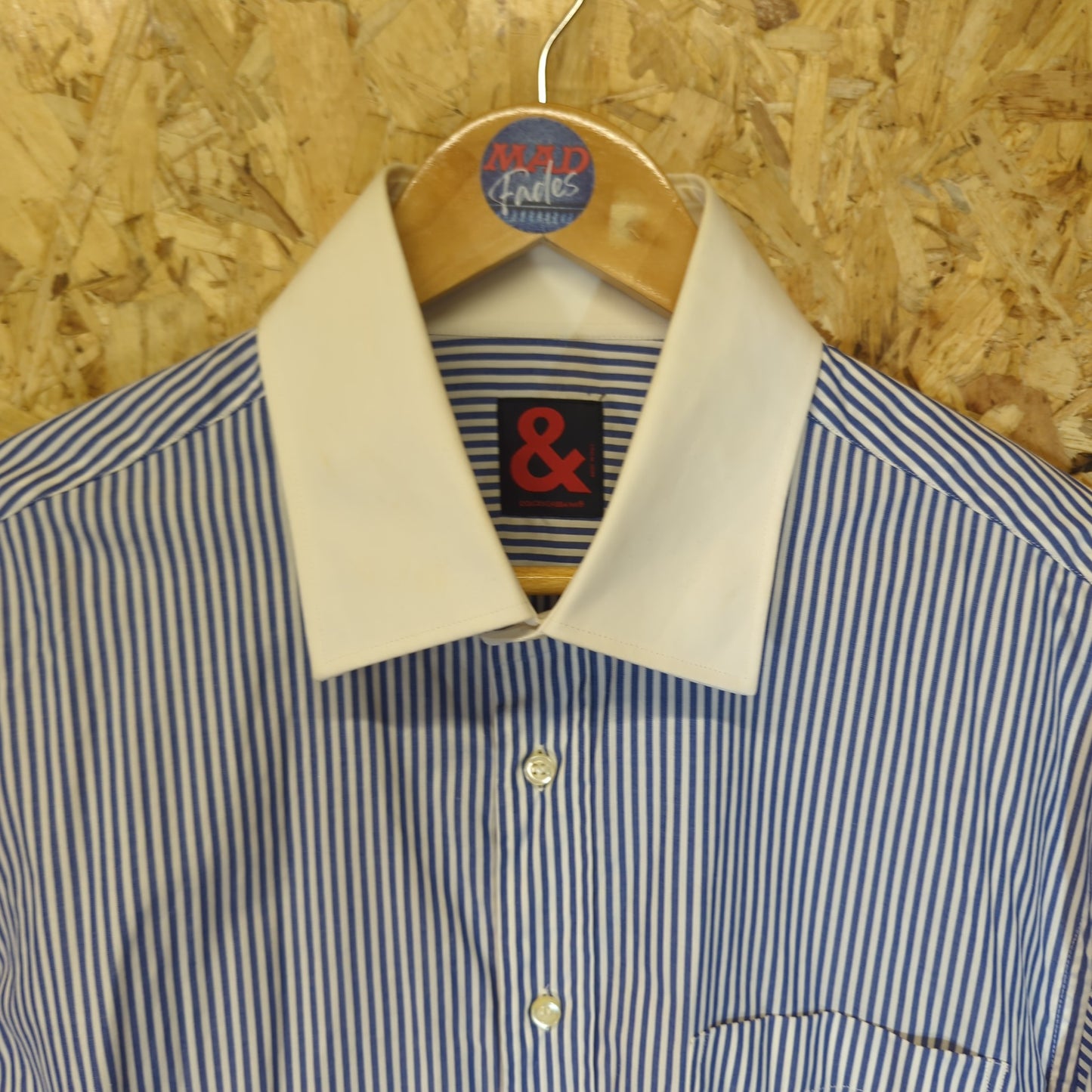 Dolce & Gabbana Blue White Striped Smart Cotton Shirt Pocket Mens Size Medium