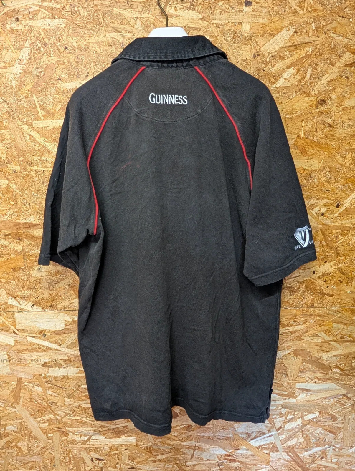 Vintage Guinness England Rugby Top Mens XL Black Cotton Embroidered Button 90s