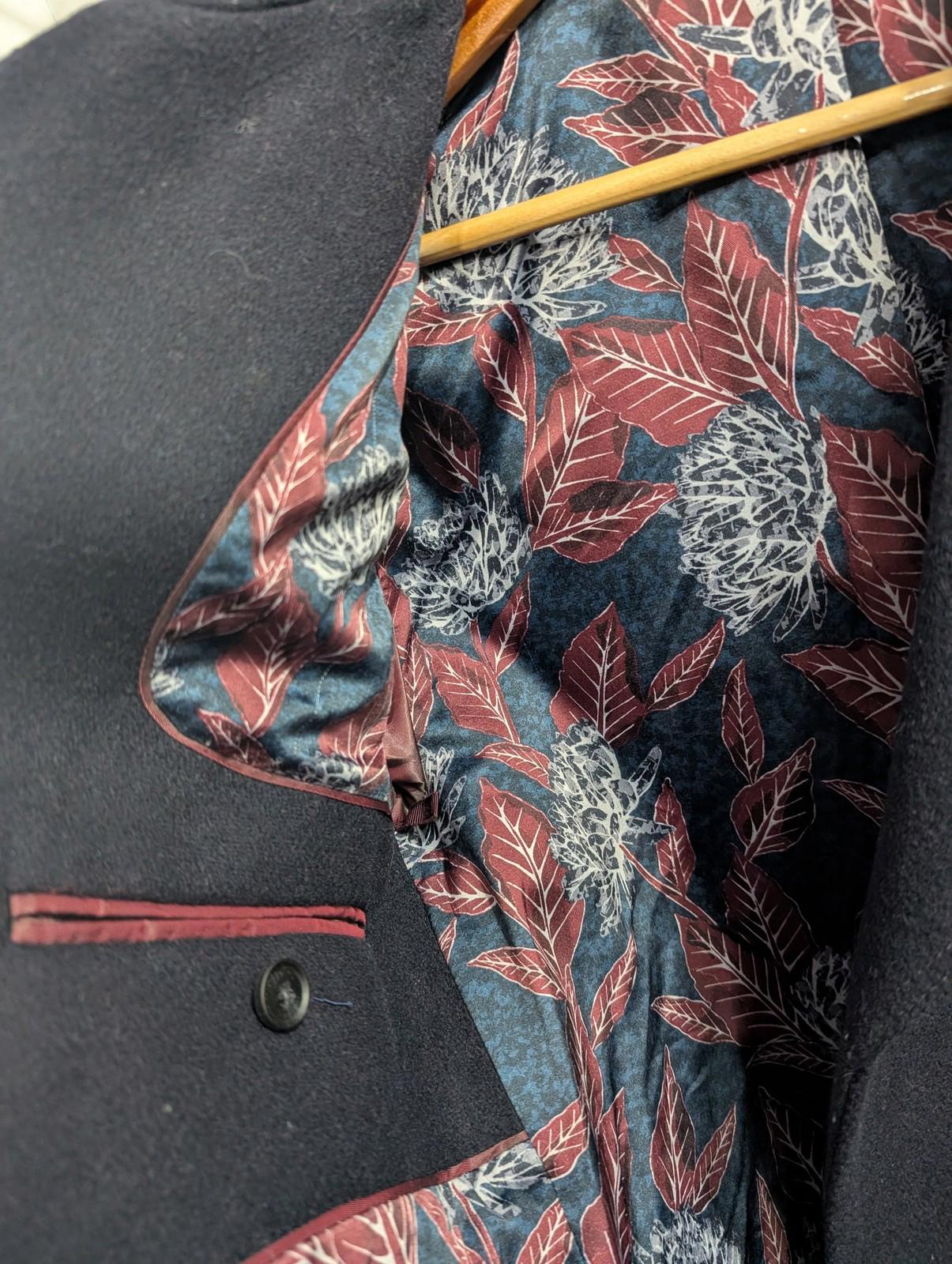 Ted Baker Zachary Pea Coat Small Men Double-Breasted Navy Blue Wool Blend