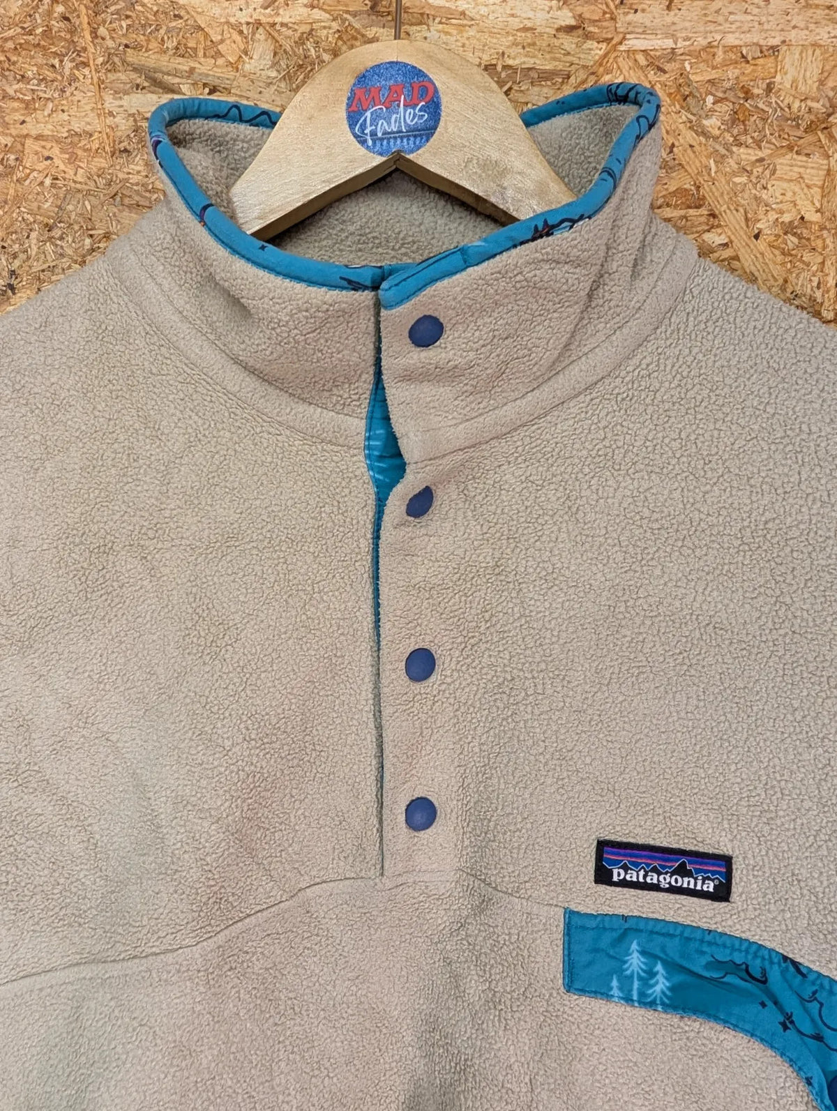 Patagonia Synchilla Fleece Mens Large Snap Front Pullover Beige Hiking Walking