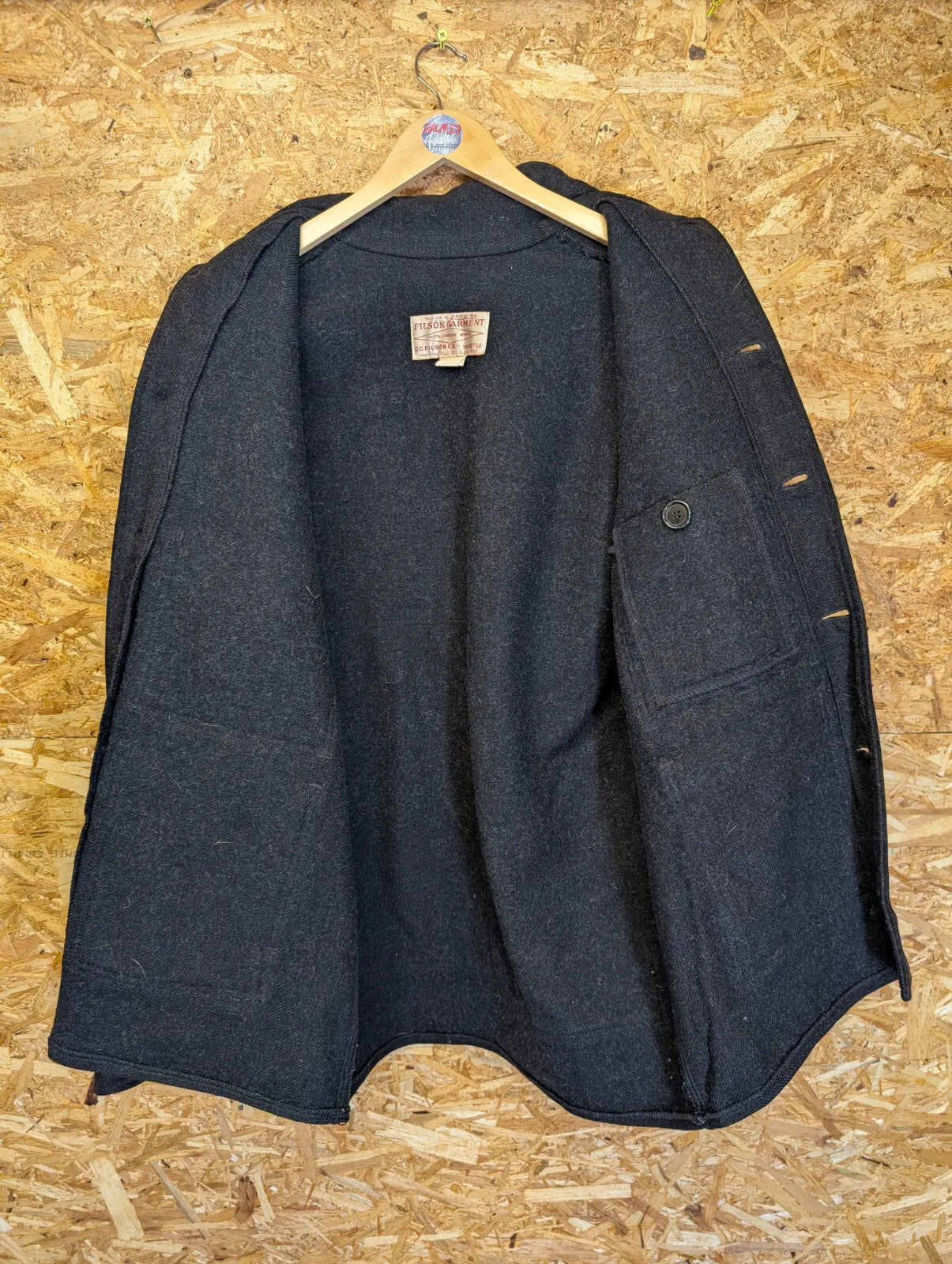 Filson Double Mackinaw Coat Large 42 Wool Jacket Forest Green Made USA Lot 83XL