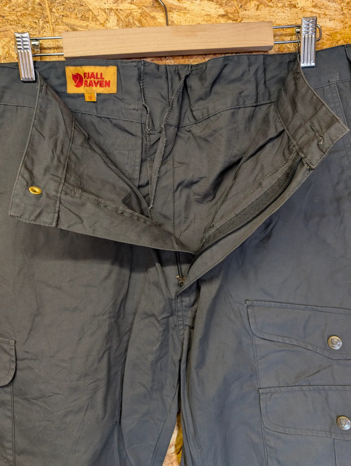 Fjallraven G1000 Cargo Trousers Men W36 L30 Black Grey Cotton Relaxed Fit Hiking