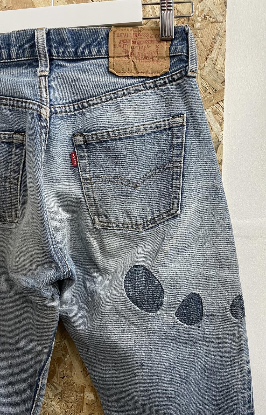 Levis Patch Jeans Size W31 L32 Redline Selvedge Made in USA Indigo Blue Denim