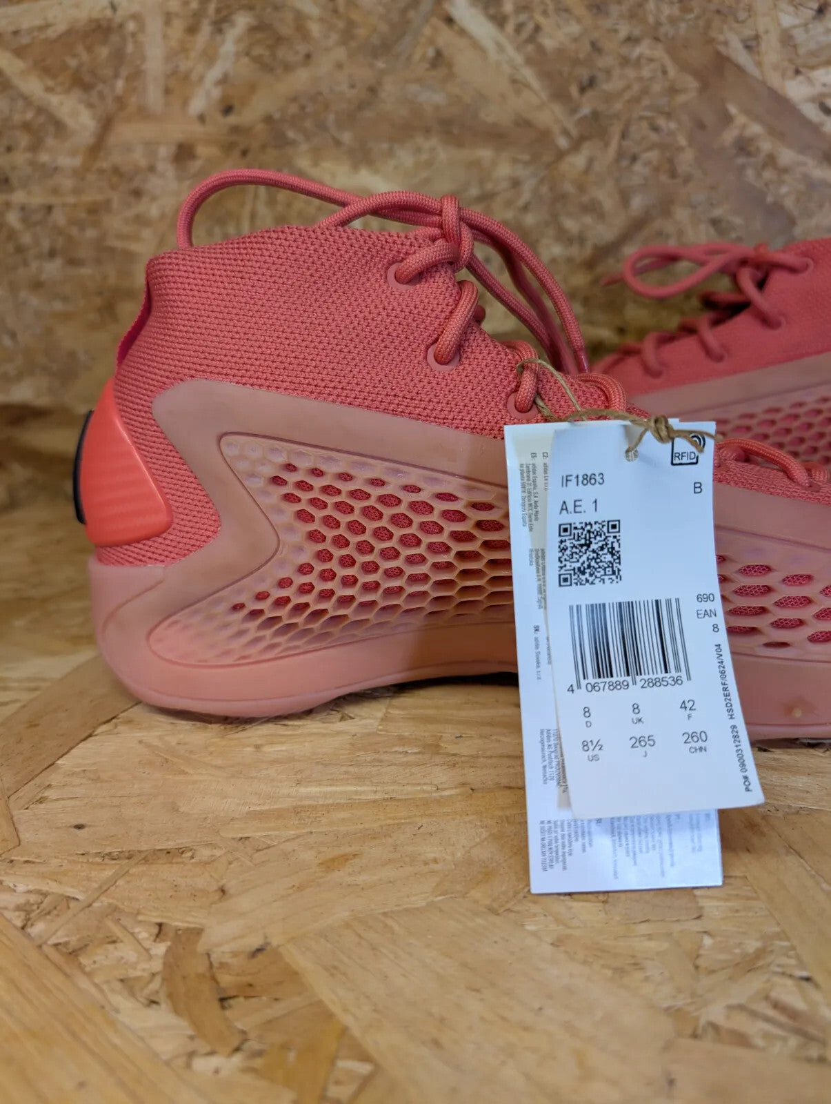 Adidas AE 1 Georgia Red Clay Basketball Shoes UK 8 Pink Coral Mid Tops NWT