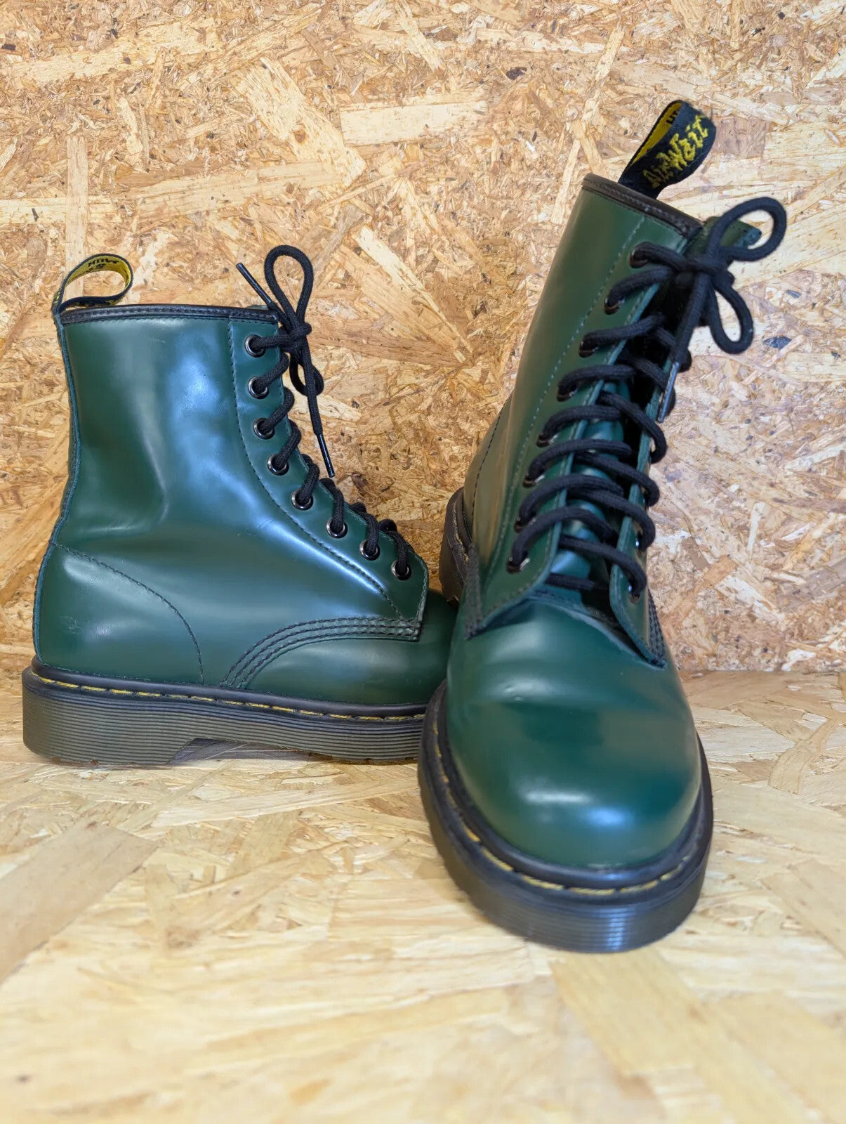 Dr Martens 1460 Green Leather Boots Womens UK 5 EU 38 Lace Up Smooth 10072