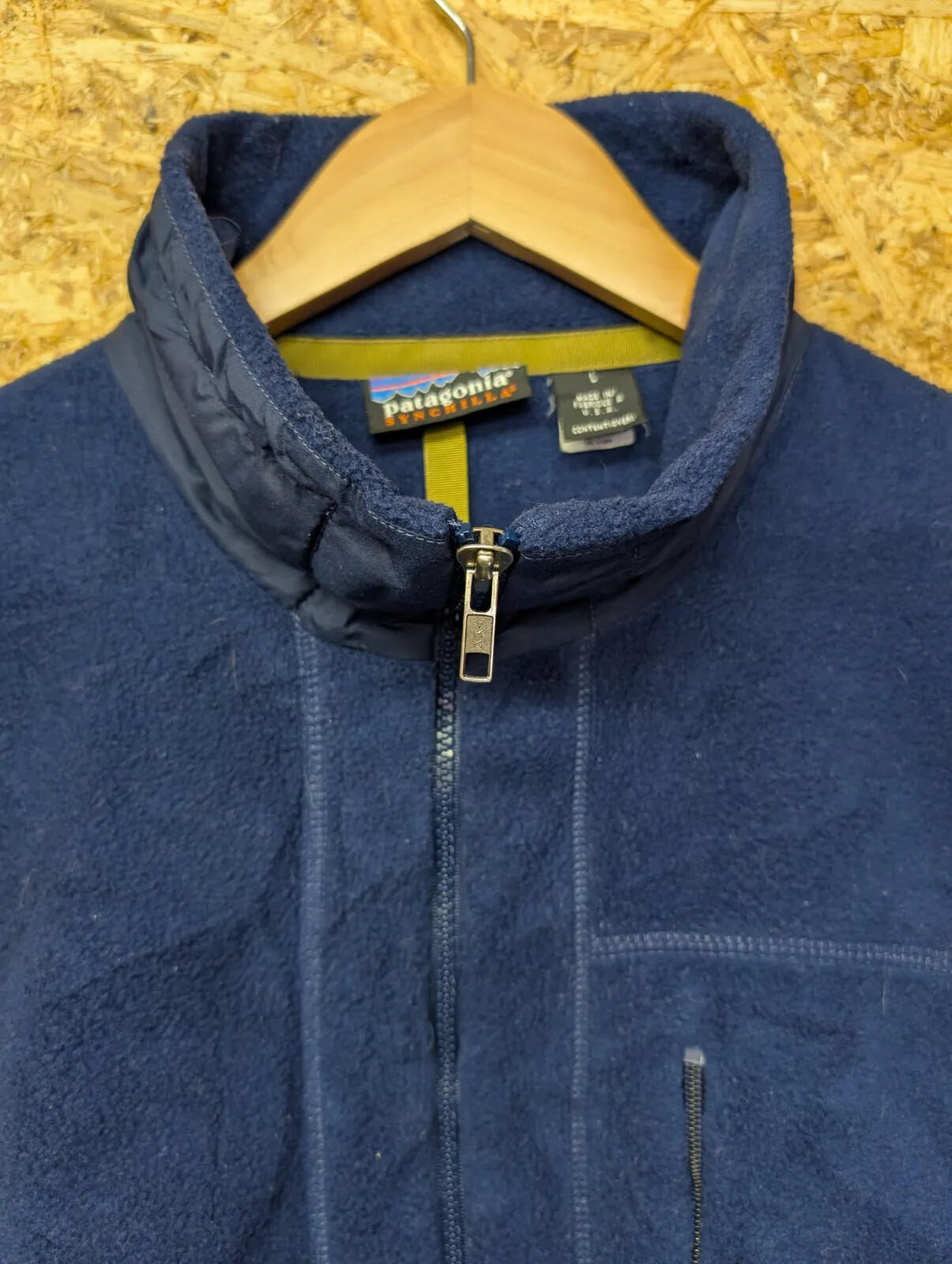 Vintage Patagonia Fleece Jacket Mens Large Navy Blue Synchilla Full Zip USA 90s