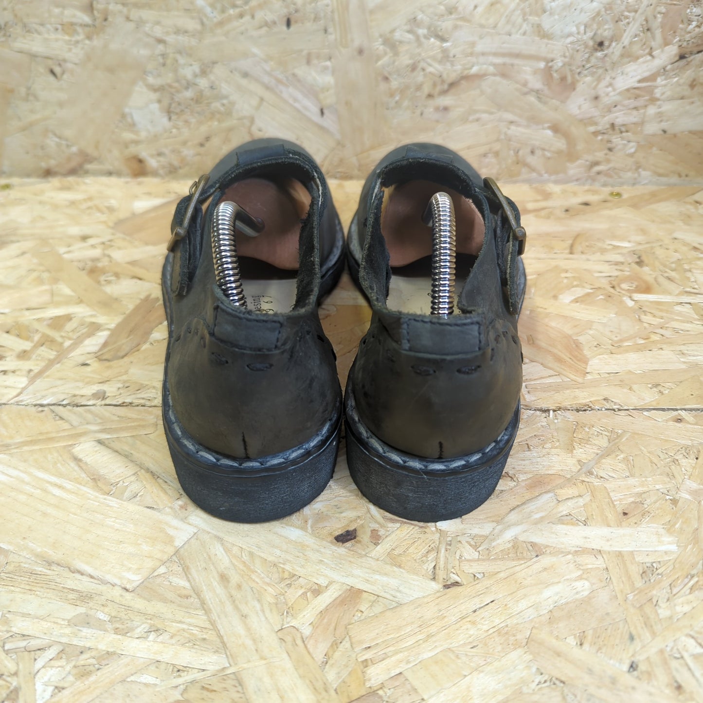 Callaghan Black Leather Buckle Mary Jane Shoes Rubber Sole Size 8 UK EUR 42 41