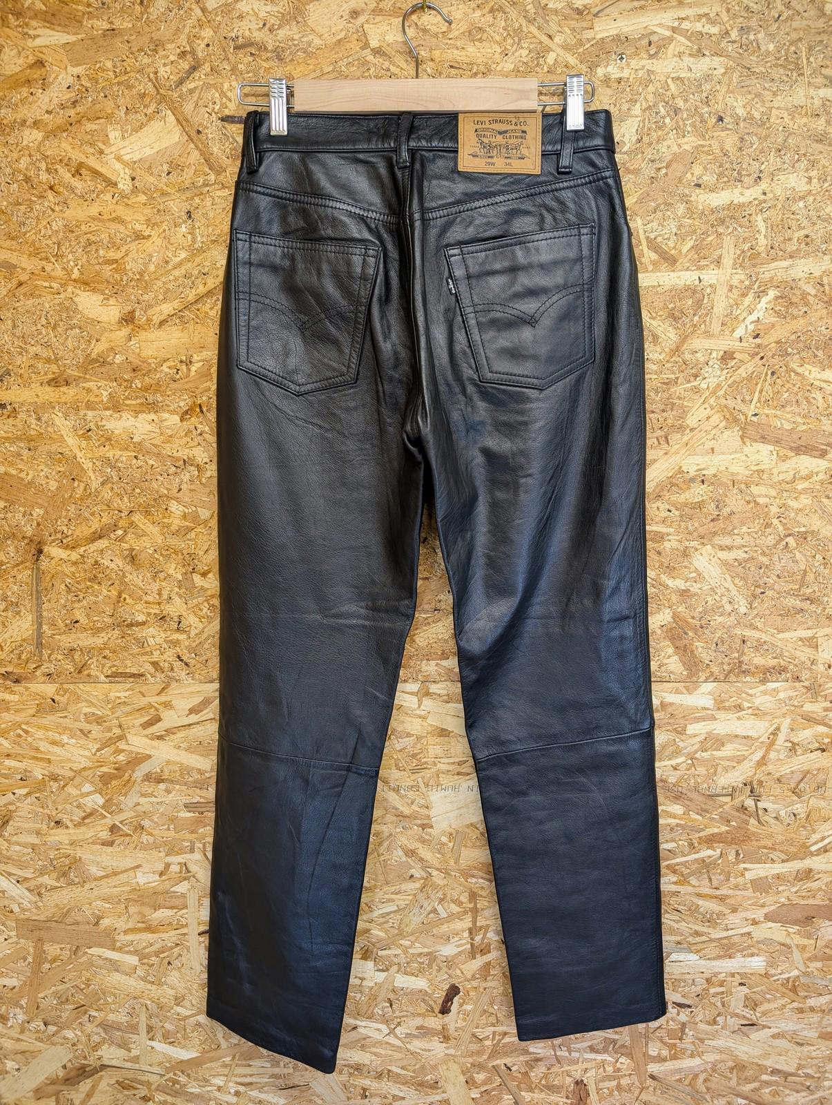 Levis Leather Trousers 29W 34L Women Black Tab Vintage 90s