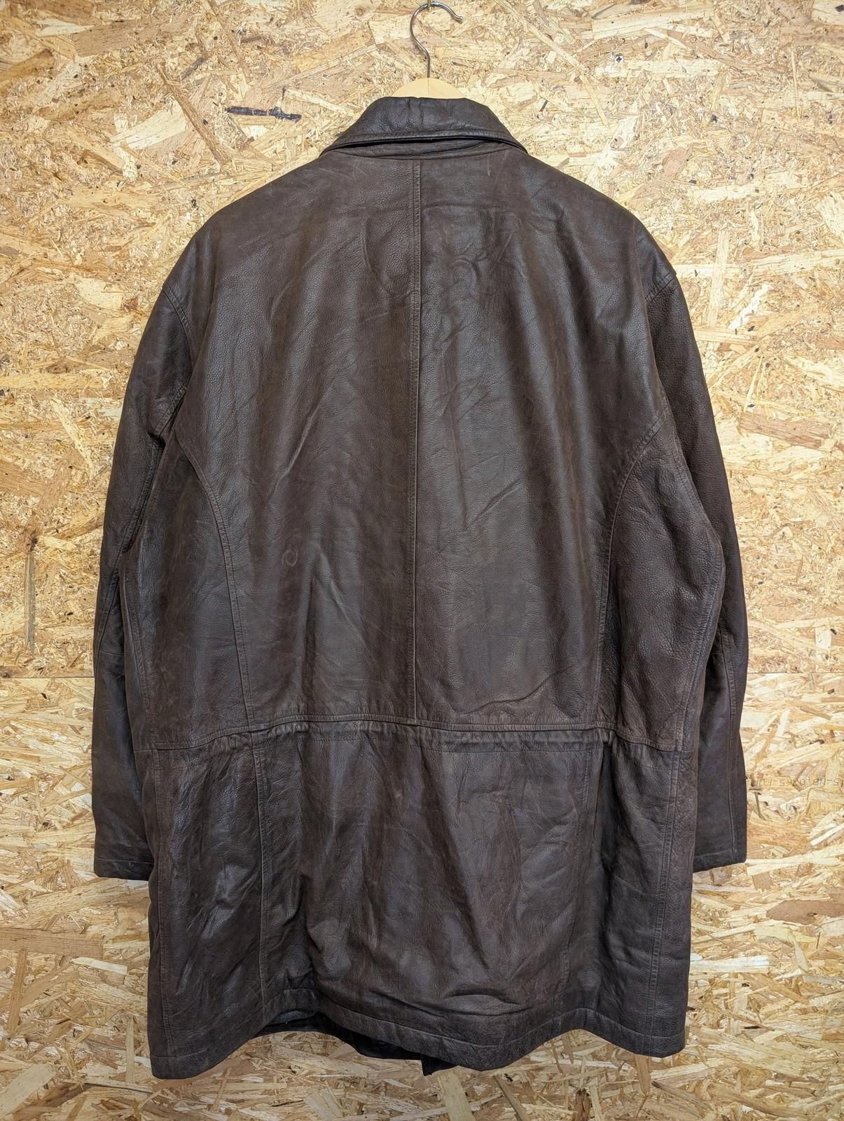 Hugo Boss Leather Coat XL 44 Men Brown Vintage 90s Padded Lined Heavy Duty
