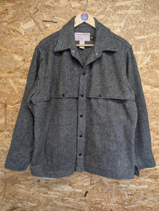 Filson Wool Cape Coat Large Men Style 95 Double Mackinaw Grey Jacket Vintage