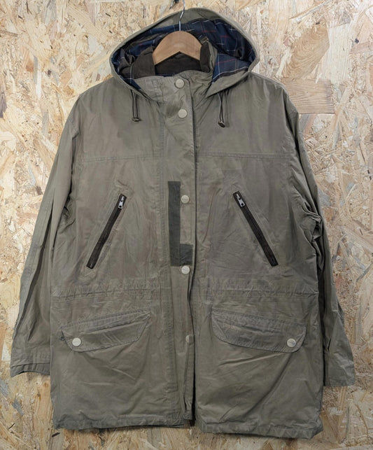 Barbour Beige Coldstream Jacket Size 16 Women Waterproof Tartan Lined Hooded