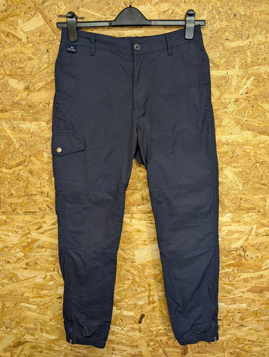 Paul Smith Mens Cargo Trousers W30 L30 Navy Blue Slim Zip Ankle Track Casual