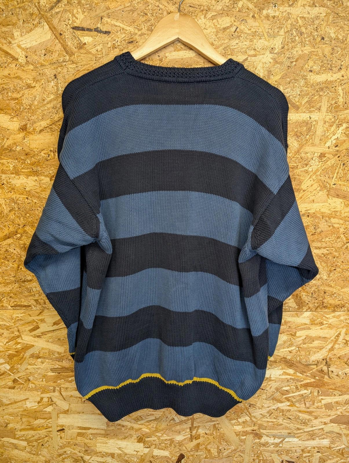 Trussardi Knitwear Jumper XL Men Striped Sweatshirt Vintage Blue Cotton Italy