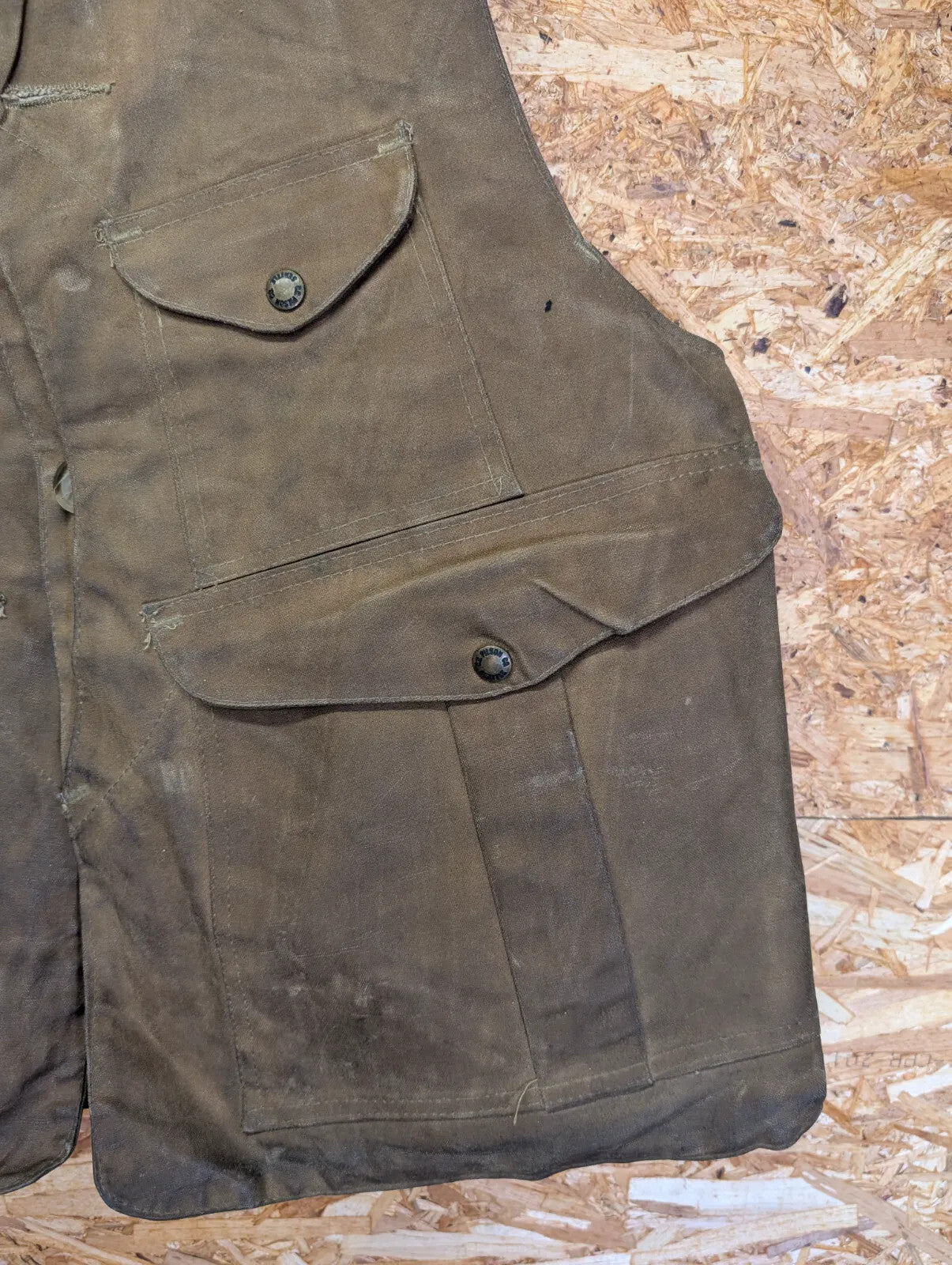 Filson Tin Cloth Hunting Vest Mens Large Style 32 Gilet Brown Wax Tin Cloth Tan