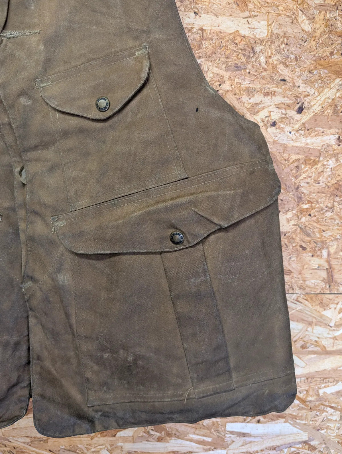 Filson Tin Cloth Hunting Vest Mens Large Style 32 Gilet Brown Wax Tin Cloth Tan
