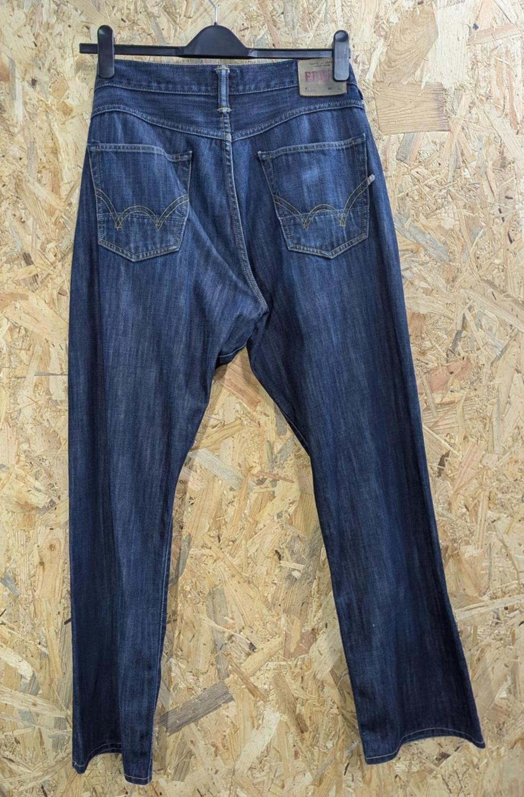 Edwin ED-39 Regular Jeans W36 L32 Men Straight Fit Navy Blue Denim Button Fly