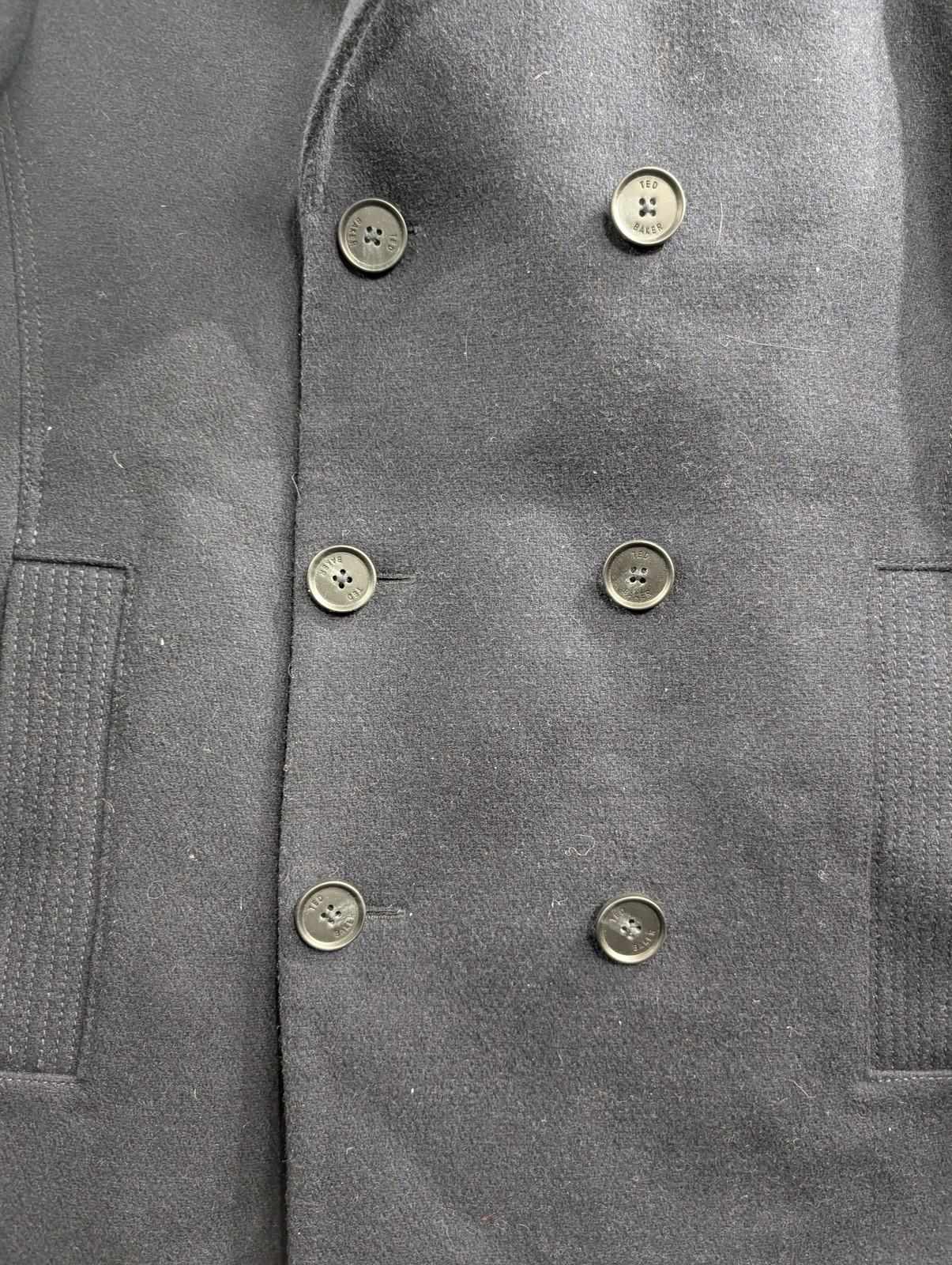 Ted Baker Zachary Pea Coat Small Men Double-Breasted Navy Blue Wool Blend