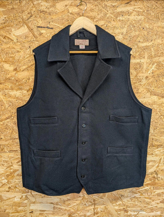 Filson Western Vest 2XL Men Wool Waistcoat Mackinaw Button Up Navy Blue Collared