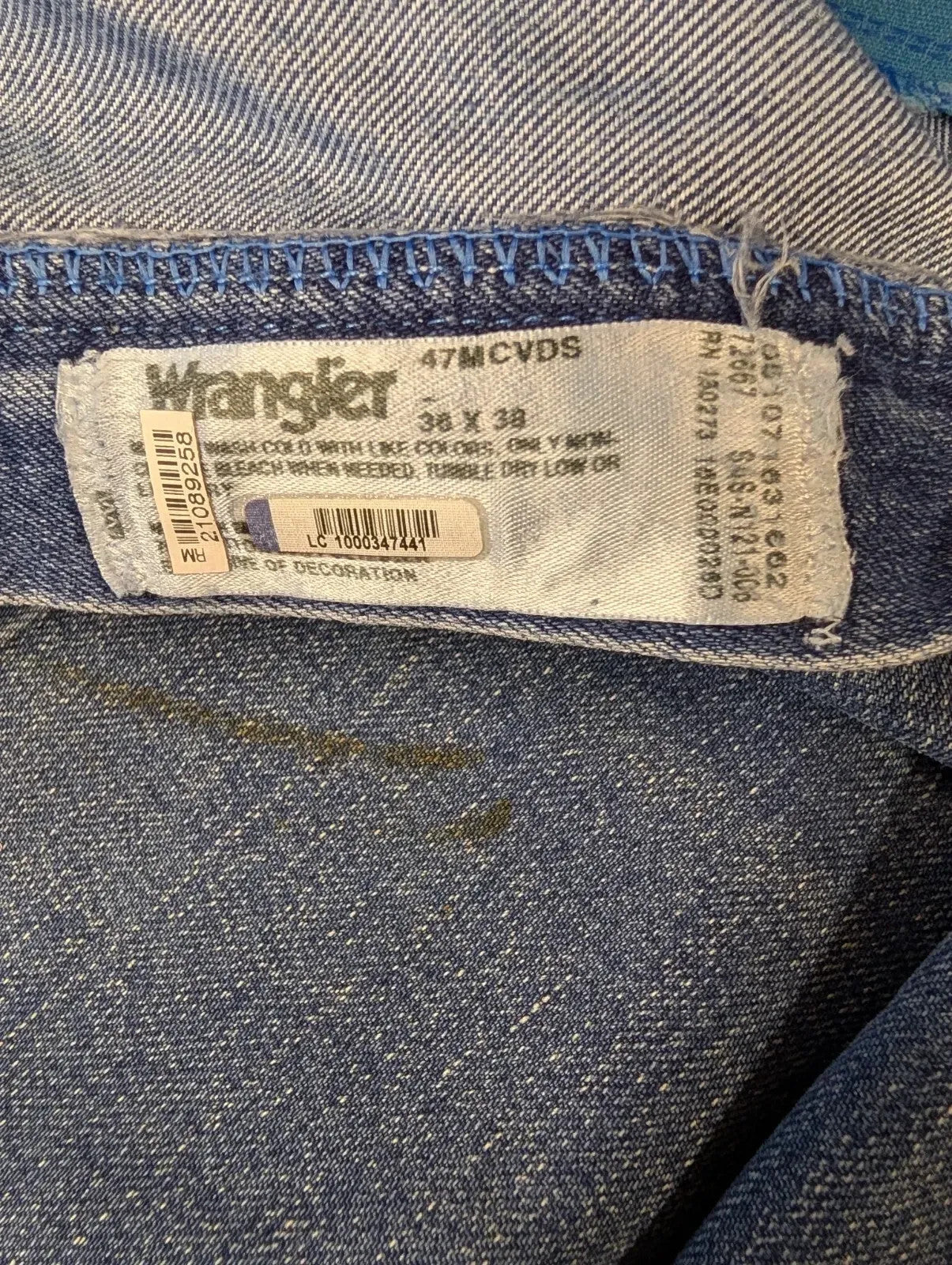 Wrangler 47 Cool Vantage Jeans W36 L38 Mid Blue Wash Denim Straight Zip Vintage