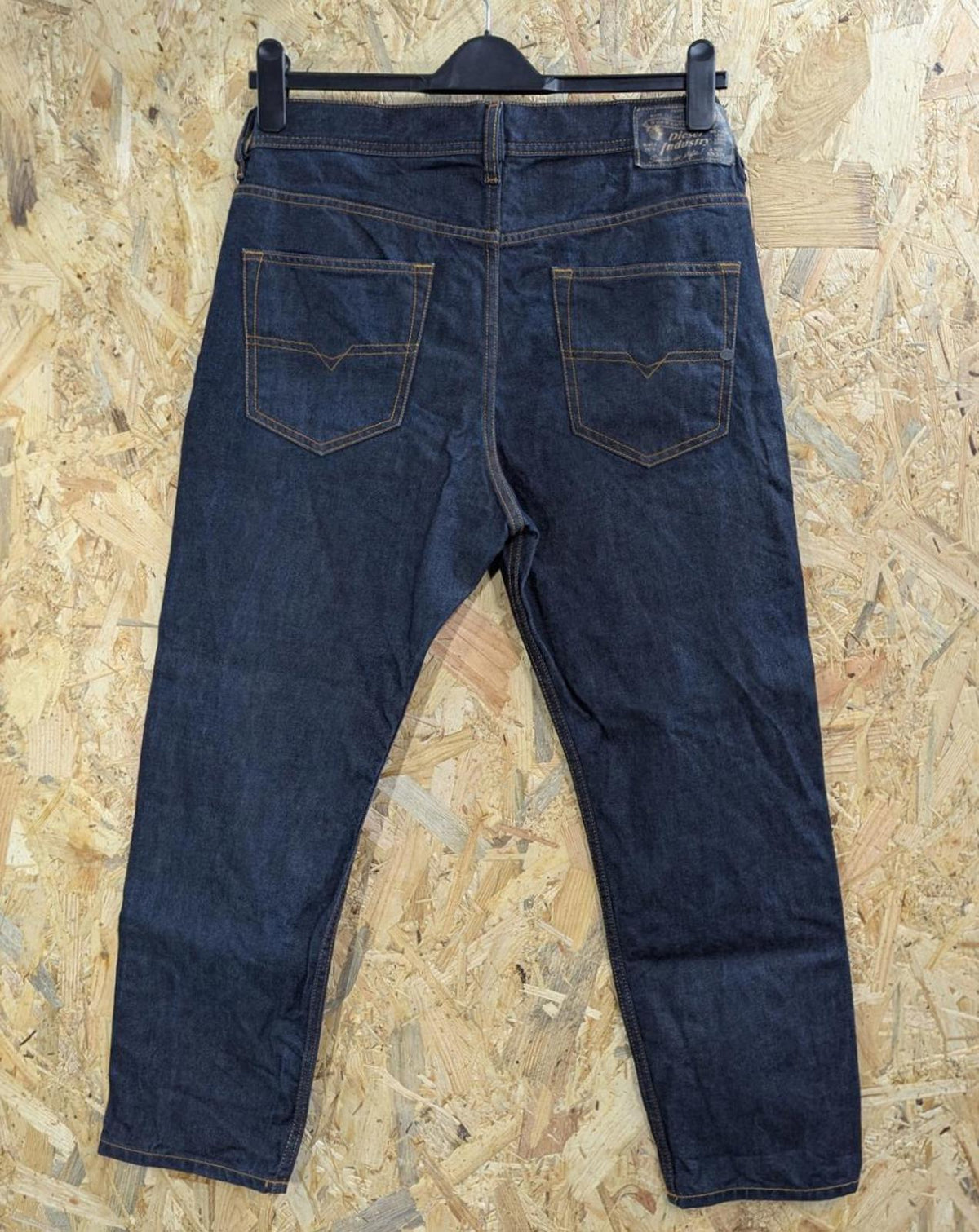 Diesel Rhial-R Jeans W32 L32 Men Raw Rigid Navy Blue Denim Slim Carrot Fit R8E50