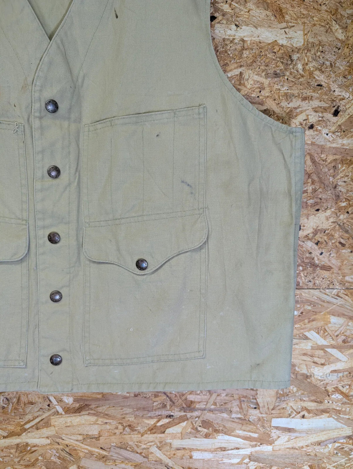 Vintage Filson Dry Cloth Vest 48 XXL Gilet Tan Made USA Canvas Heritage Tin 60s