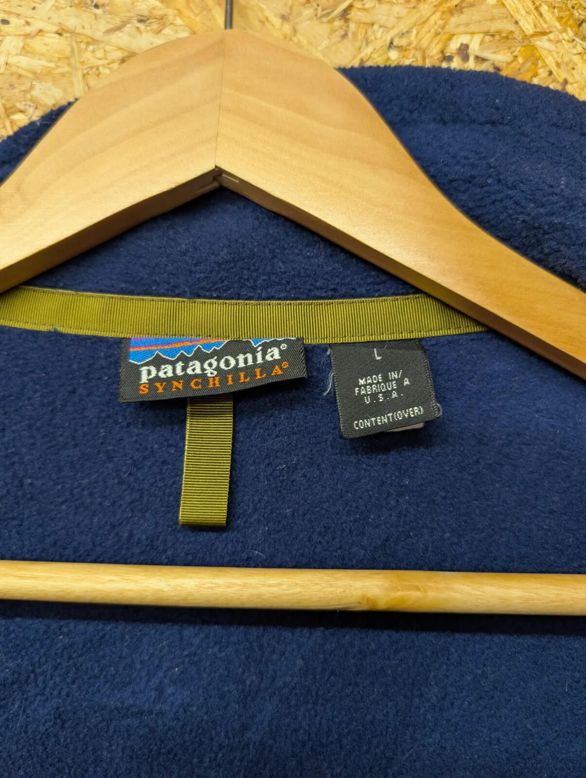 Vintage Patagonia Fleece Jacket Mens Large Navy Blue Synchilla Full Zip USA 90s