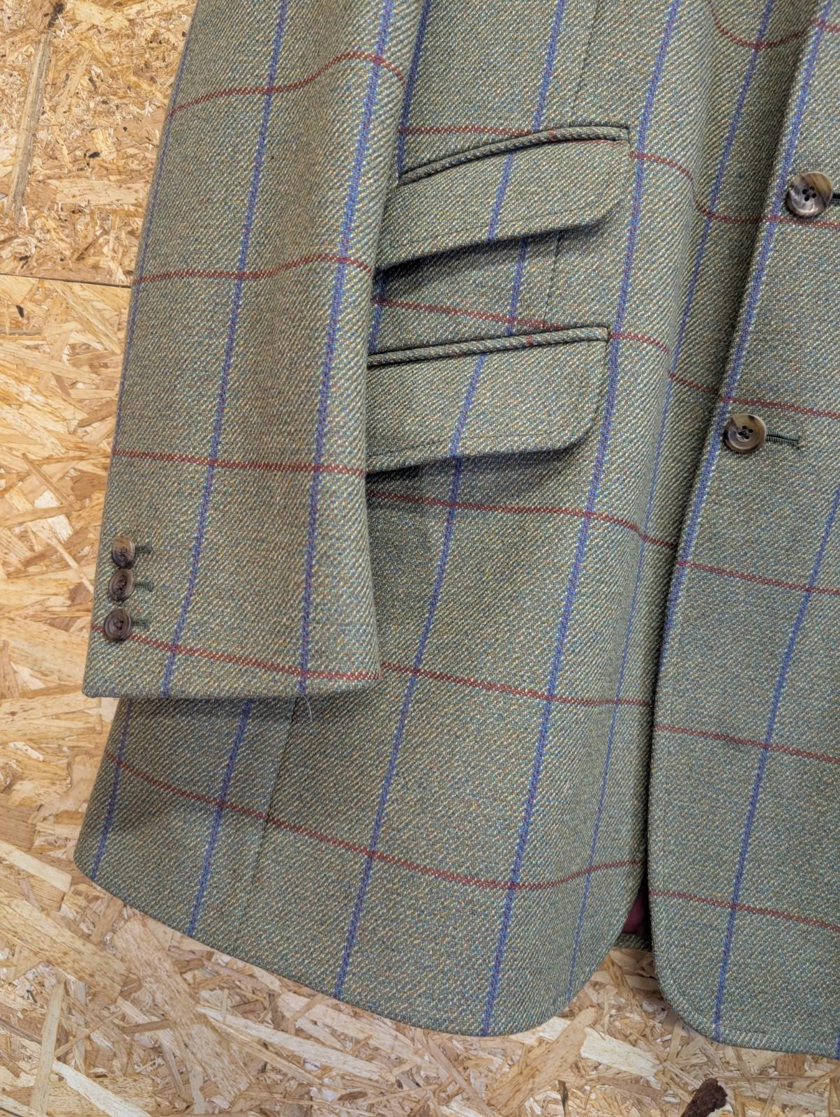 Currey Plaid Wool Jacket XL Men Khaki Green Brown Derby Vintage Country Blazer