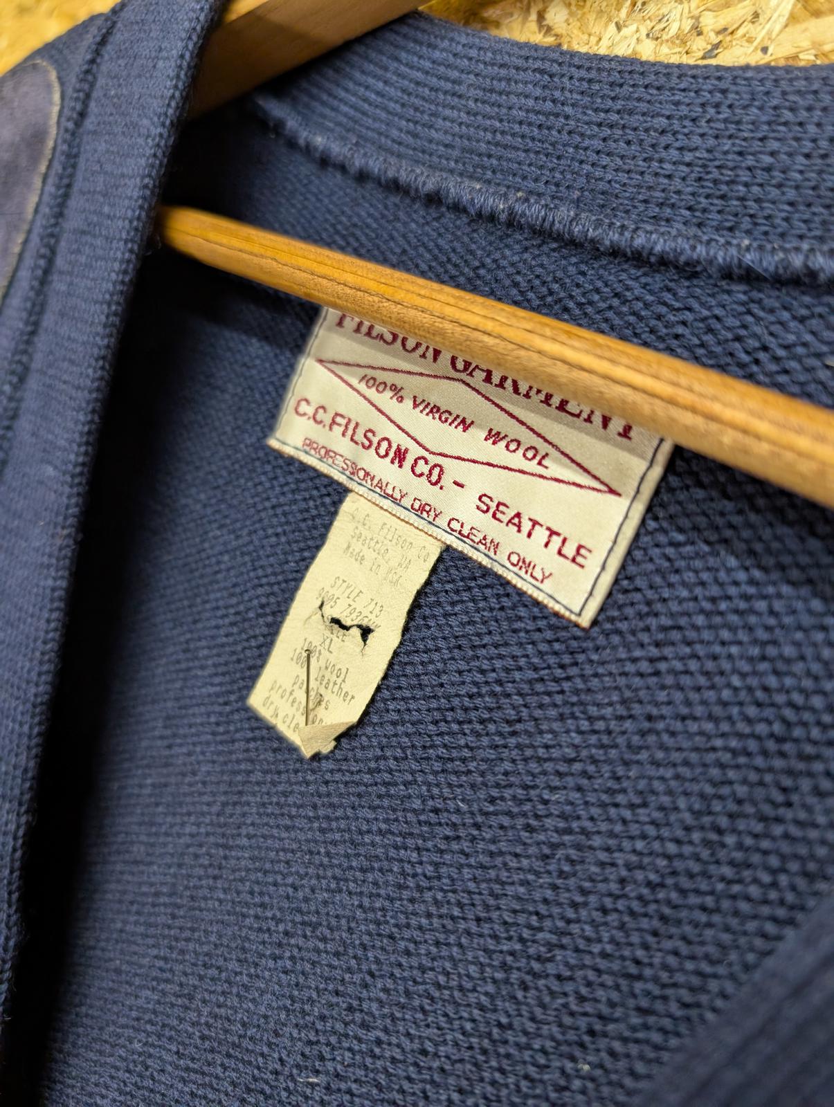 Filson Guide Cardigan Navy Blue Mens XL Vintage Wool Style 713 Made In USA