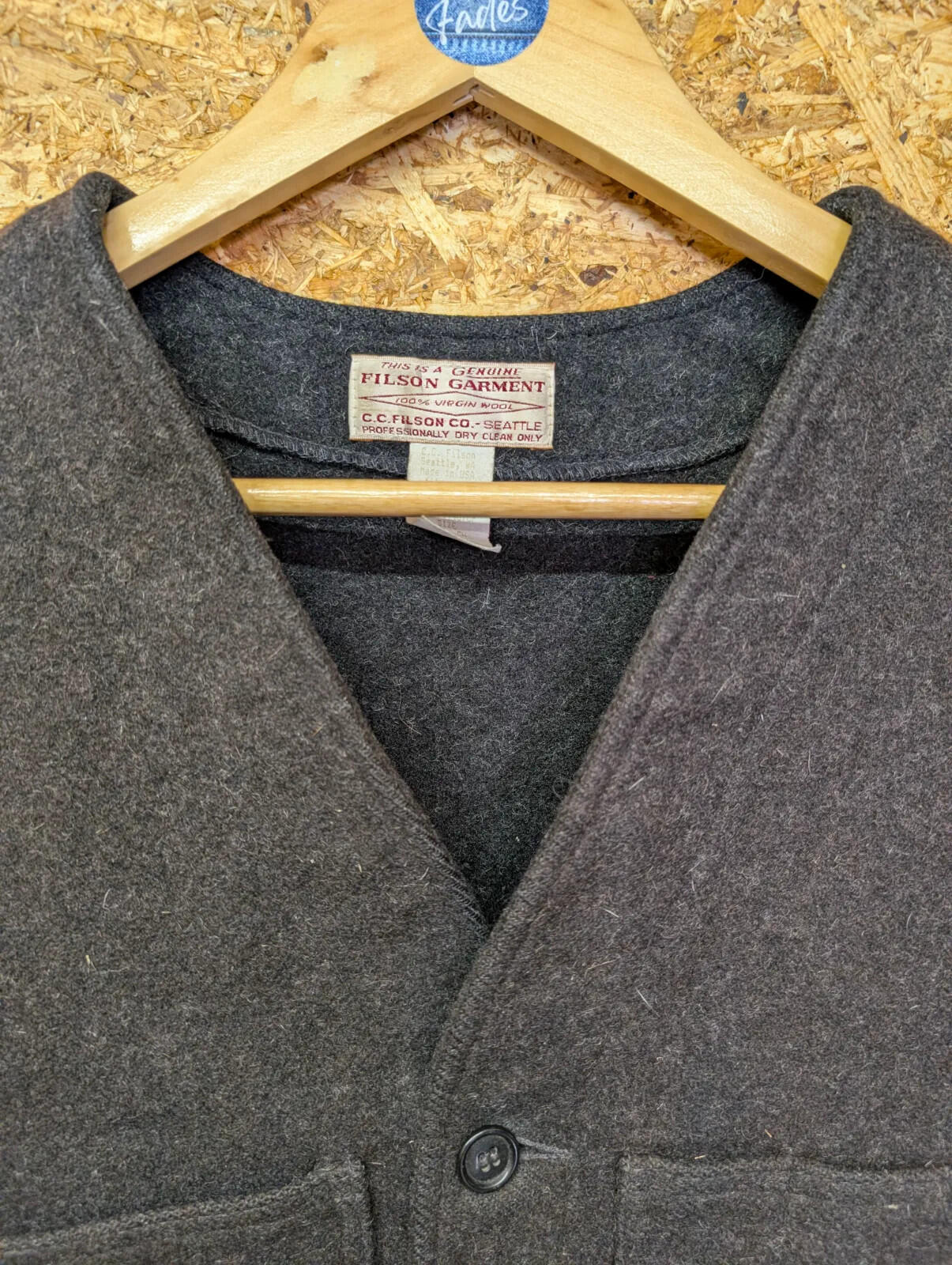 Filson Mackinaw Wool Vest Men Medium 40 Grey Black Gilet USA Pocket Body Warmer
